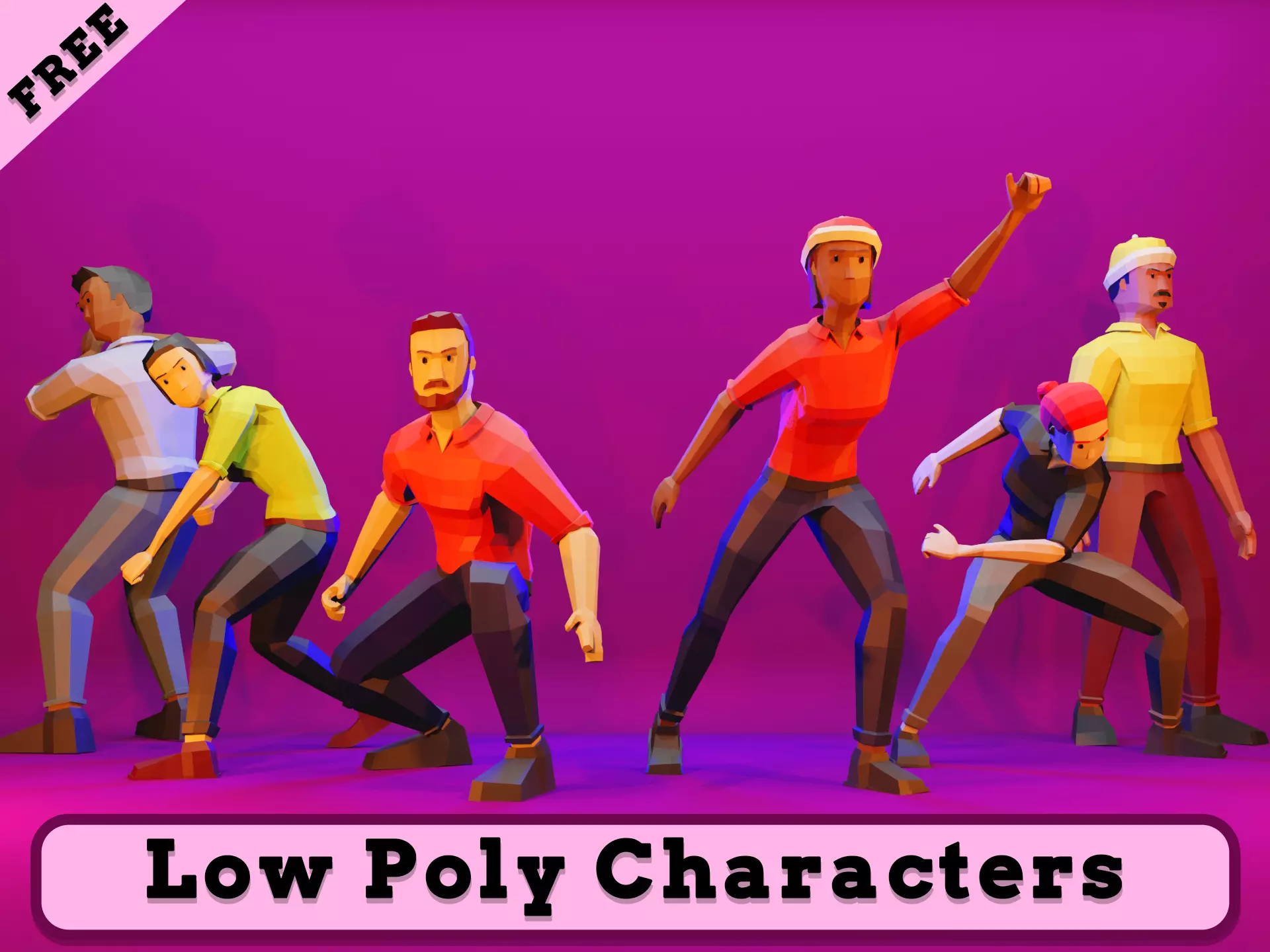 Low Poly Male And Female Models Free low-poly 3D model_0