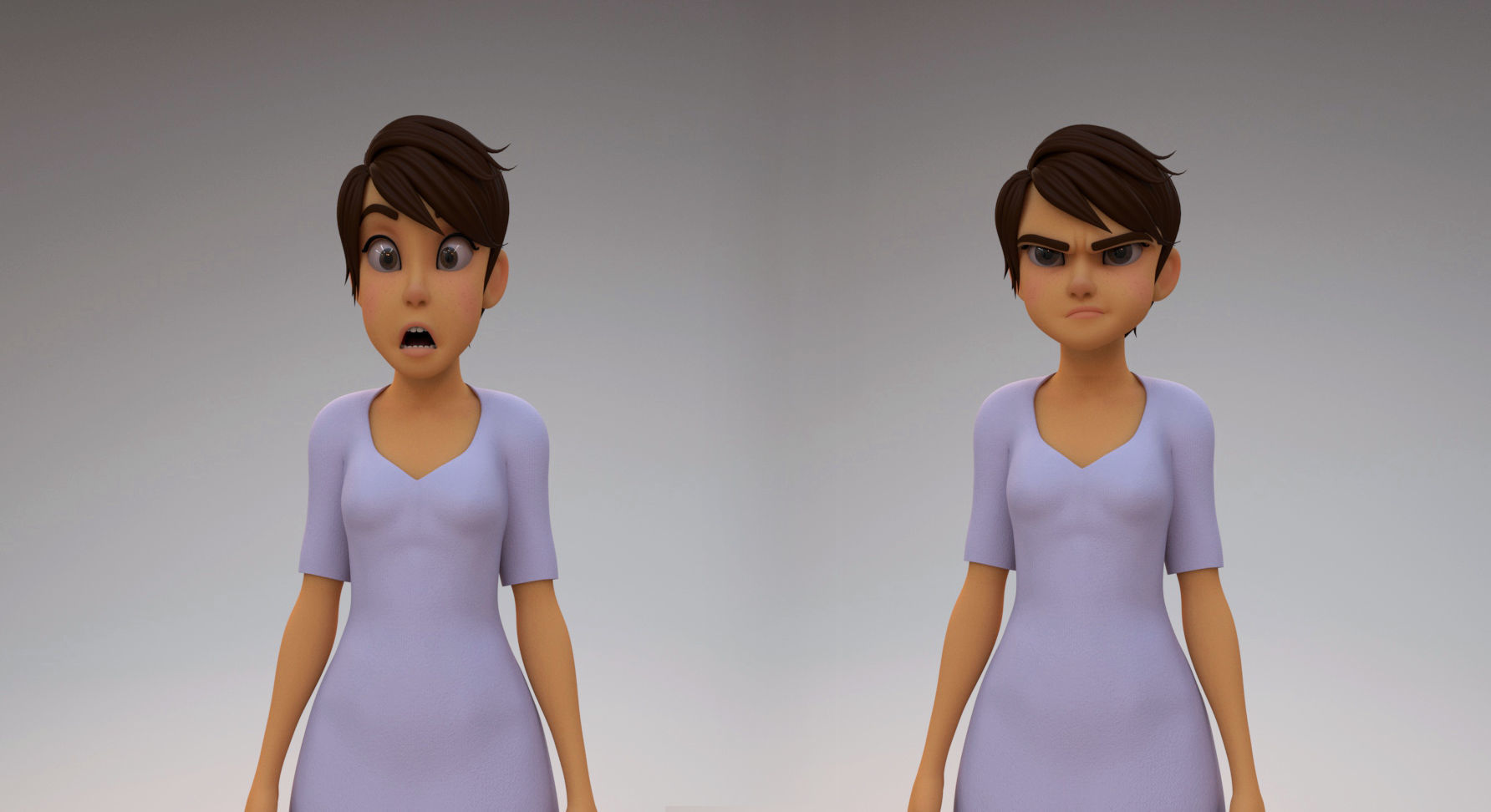 girl cartoon 3D model_3