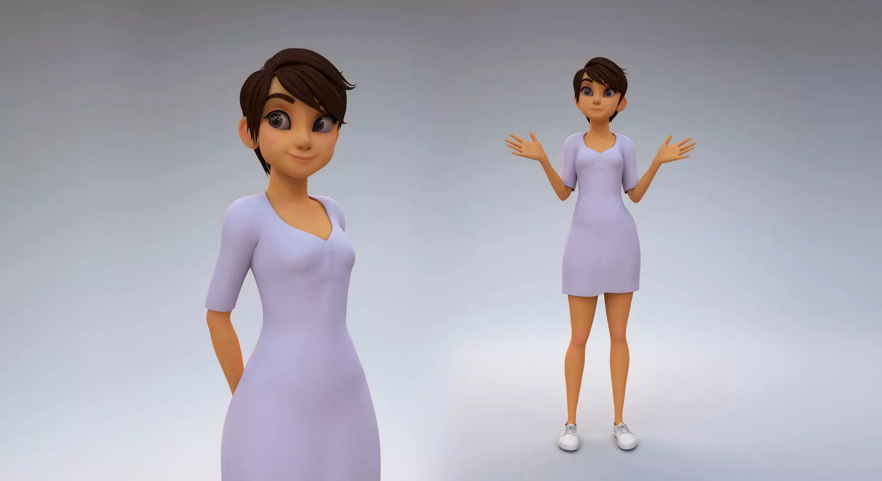 girl cartoon 3D model_0