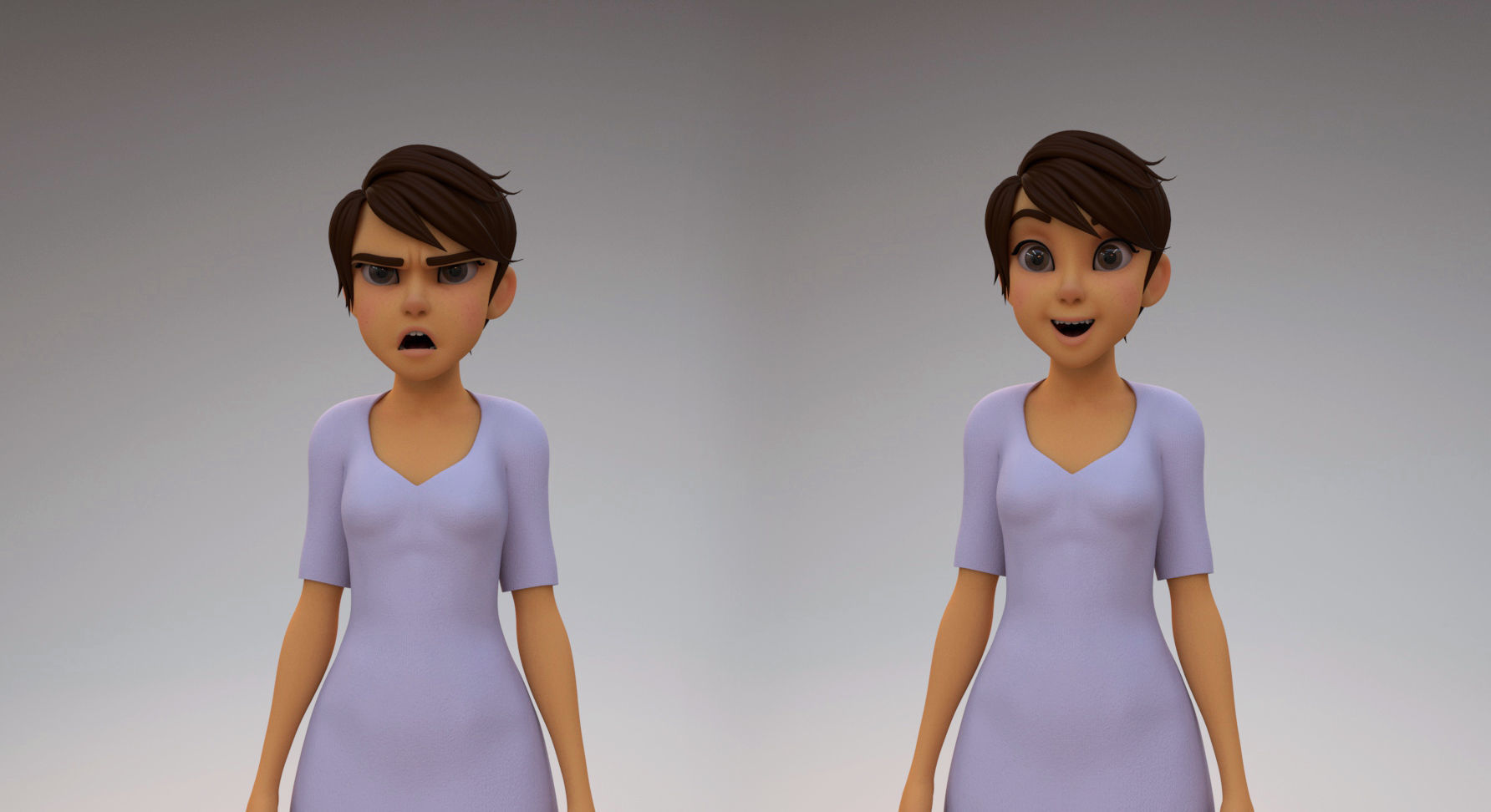 girl cartoon 3D model_4