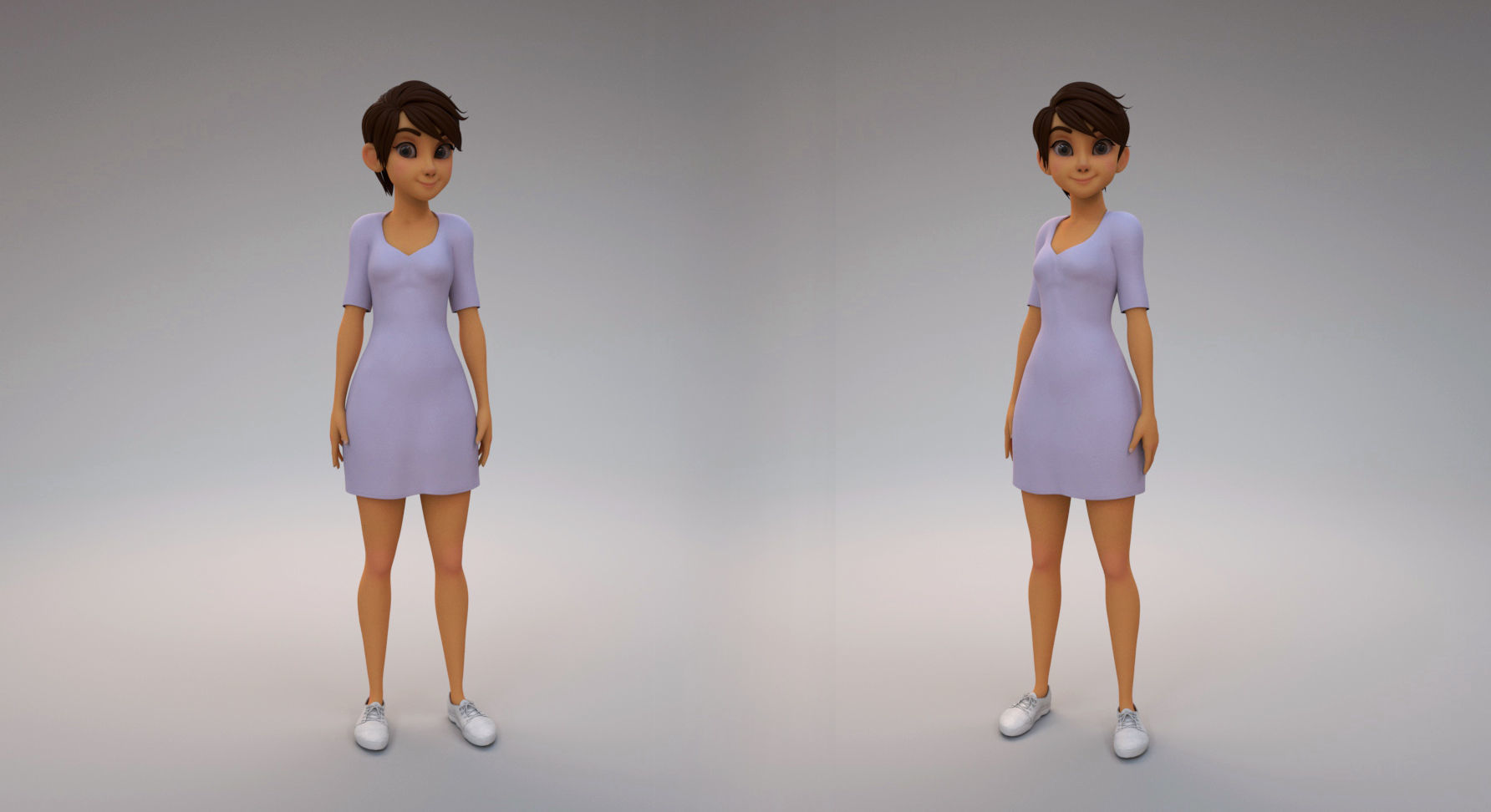 girl cartoon 3D model_5