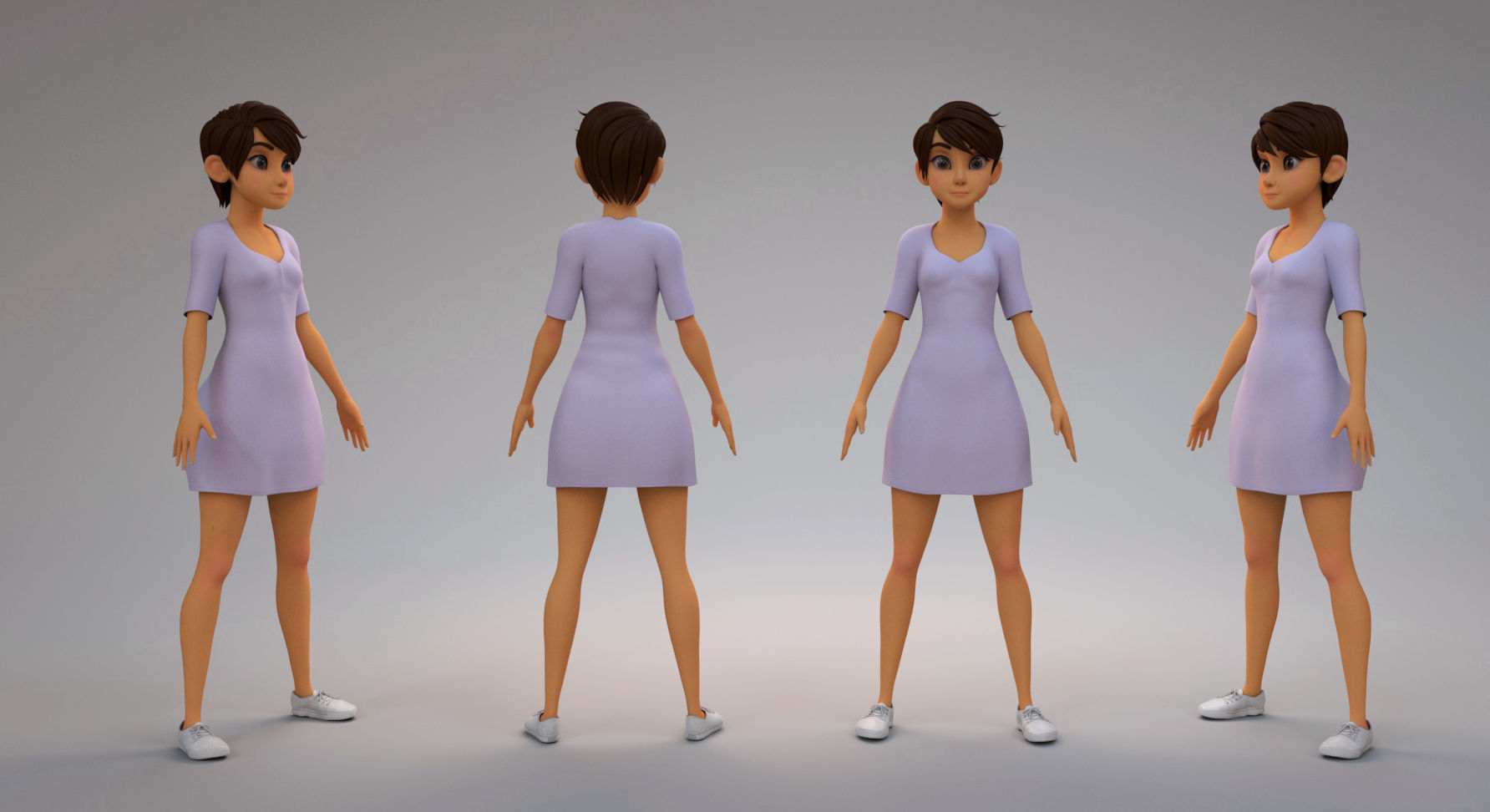 girl cartoon 3D model_6