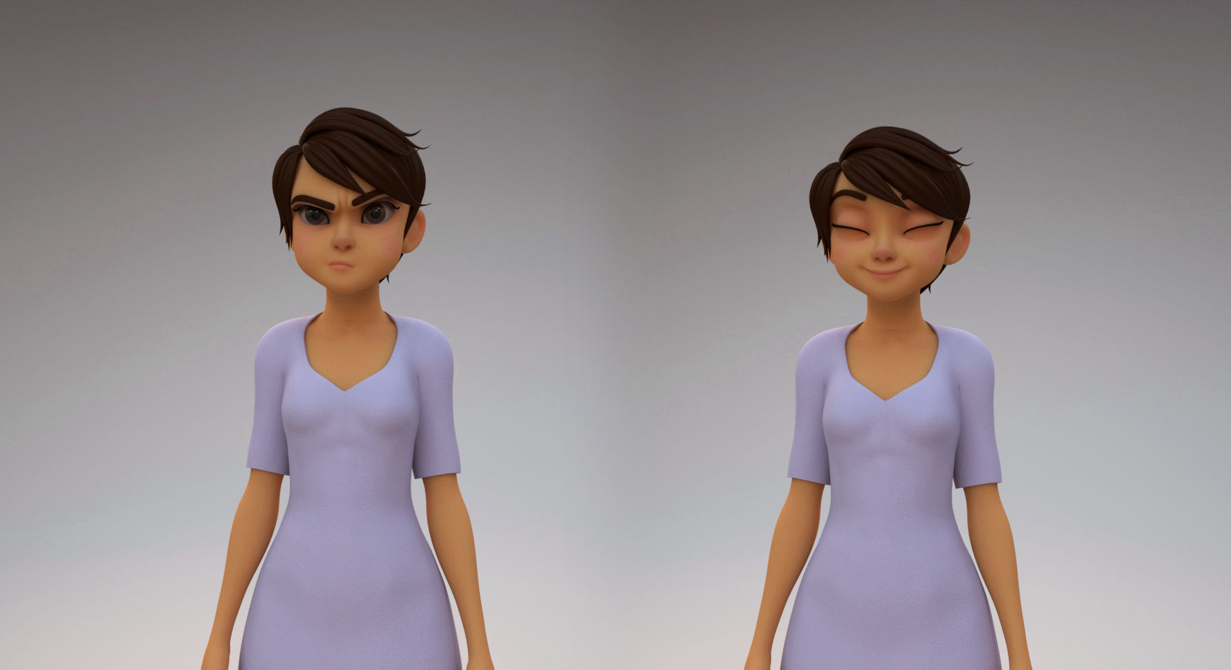 girl cartoon 3D model_2
