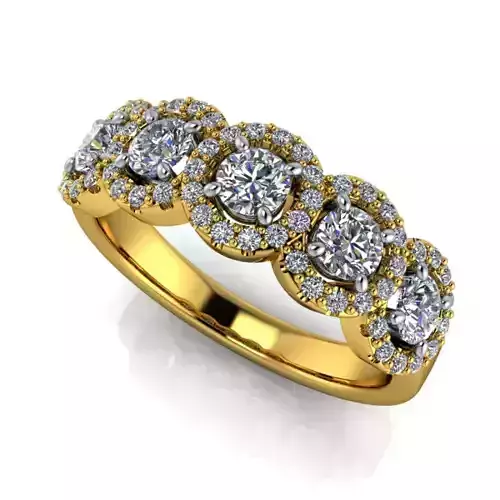 MODERN HALO 5 STONE BRIDAL WEDDINGBAND RING 