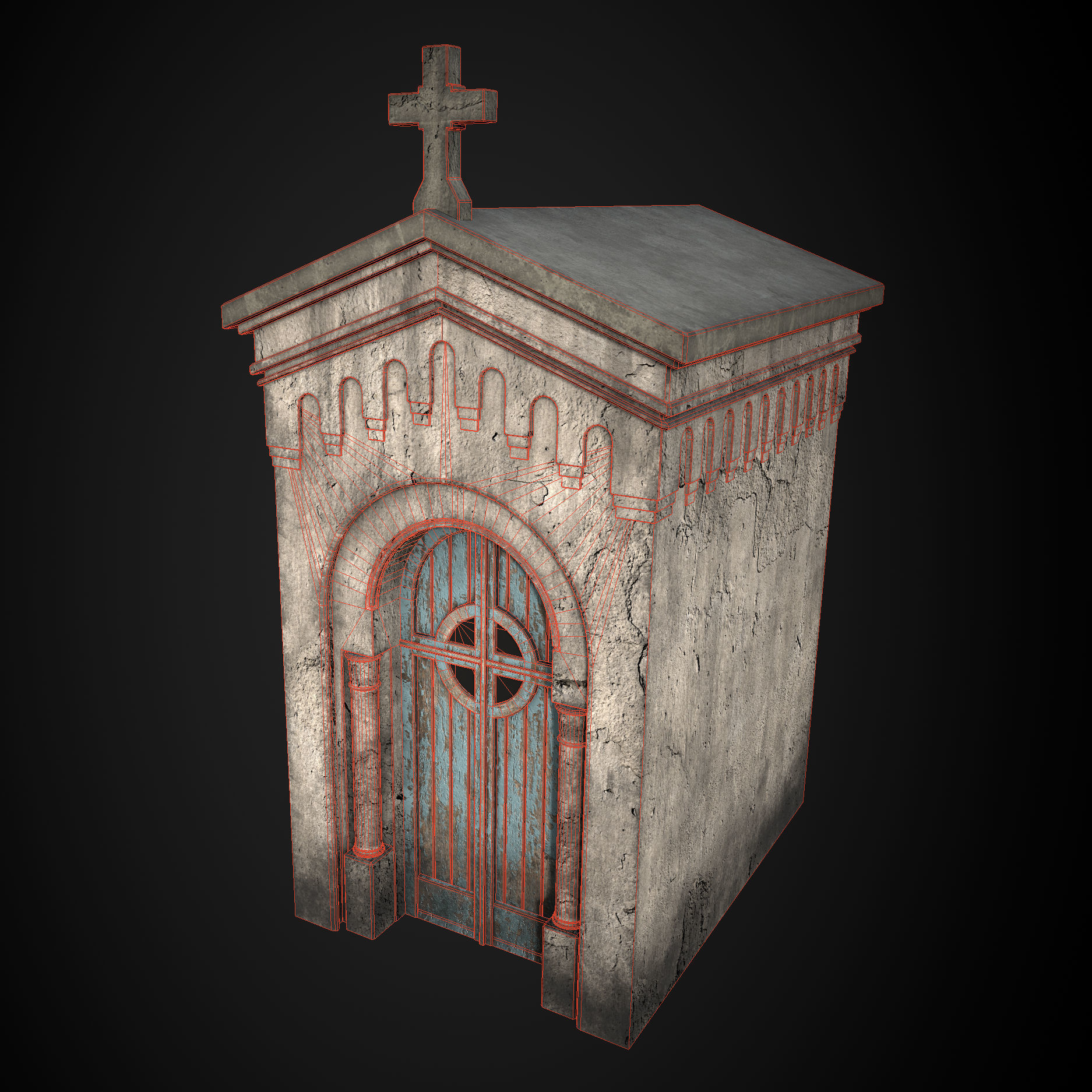 Realistic Old Mausoleum Low-poly 3D model_3