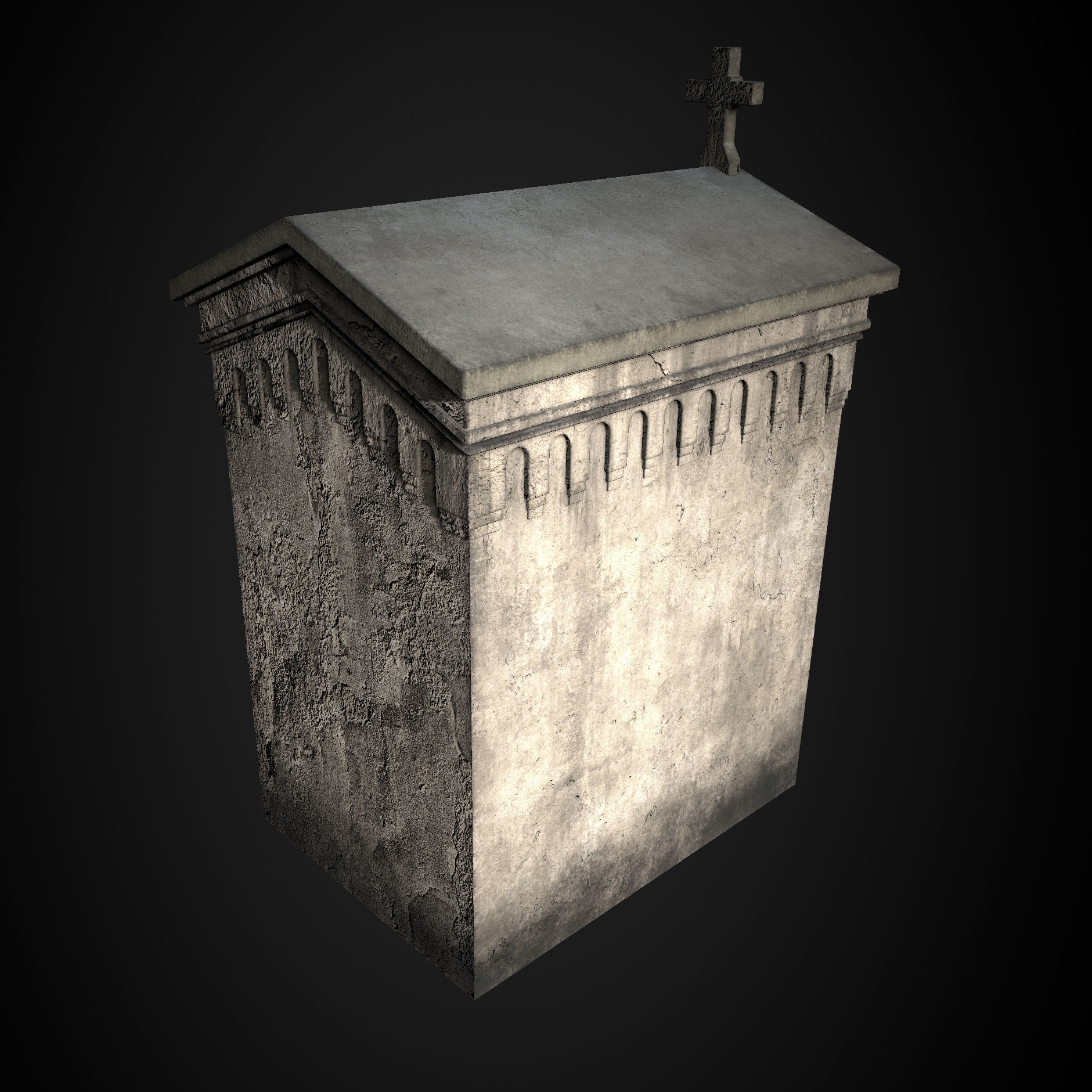 Realistic Old Mausoleum Low-poly 3D model_2