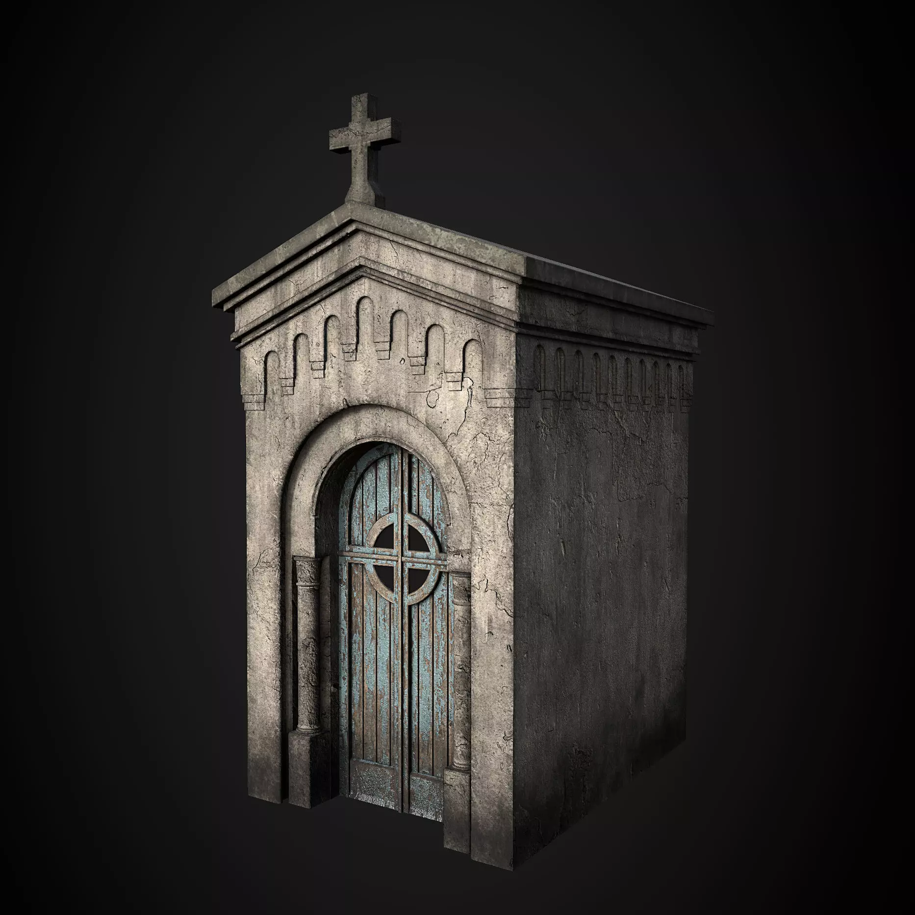 Realistic Old Mausoleum Low-poly 3D model_0