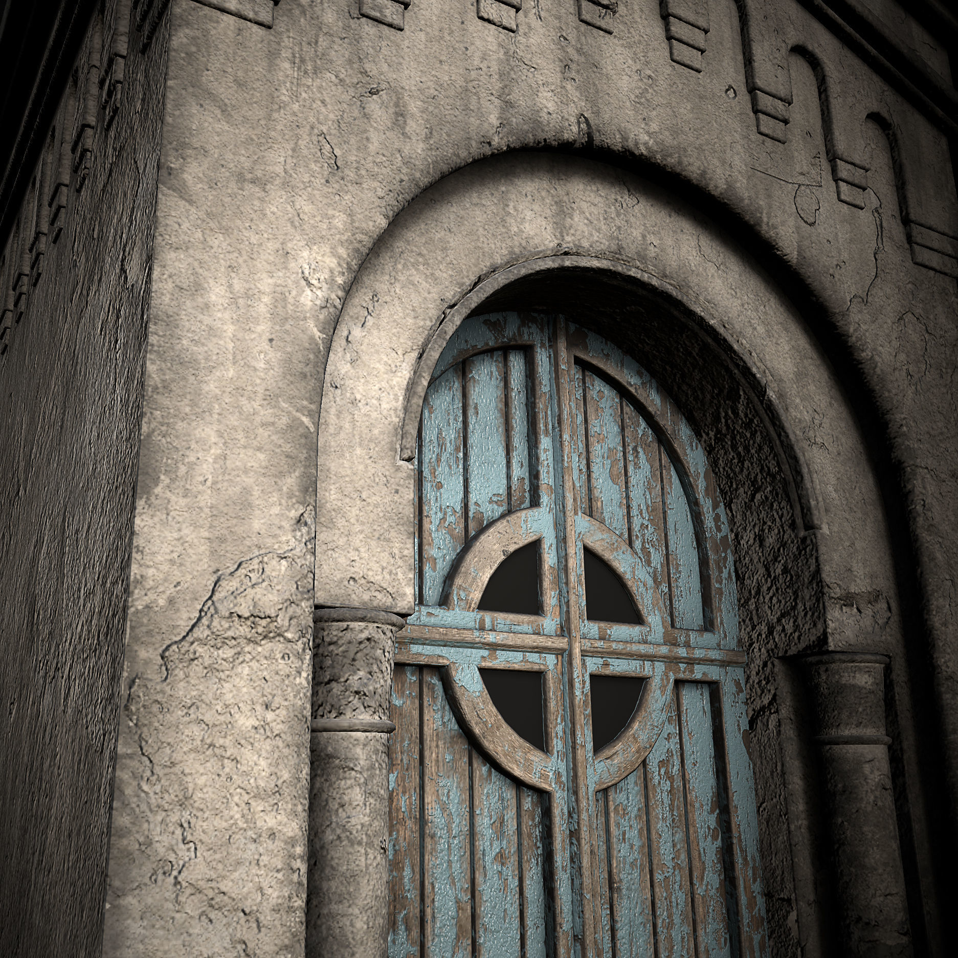 Realistic Old Mausoleum Low-poly 3D model_1