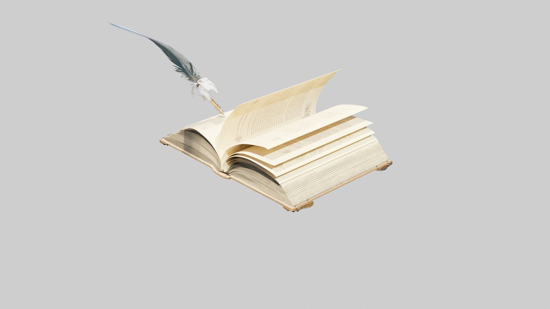 old book with quill 8k pbr textures Low-poly 3D model_3