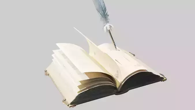 old book with quill 8k pbr textures