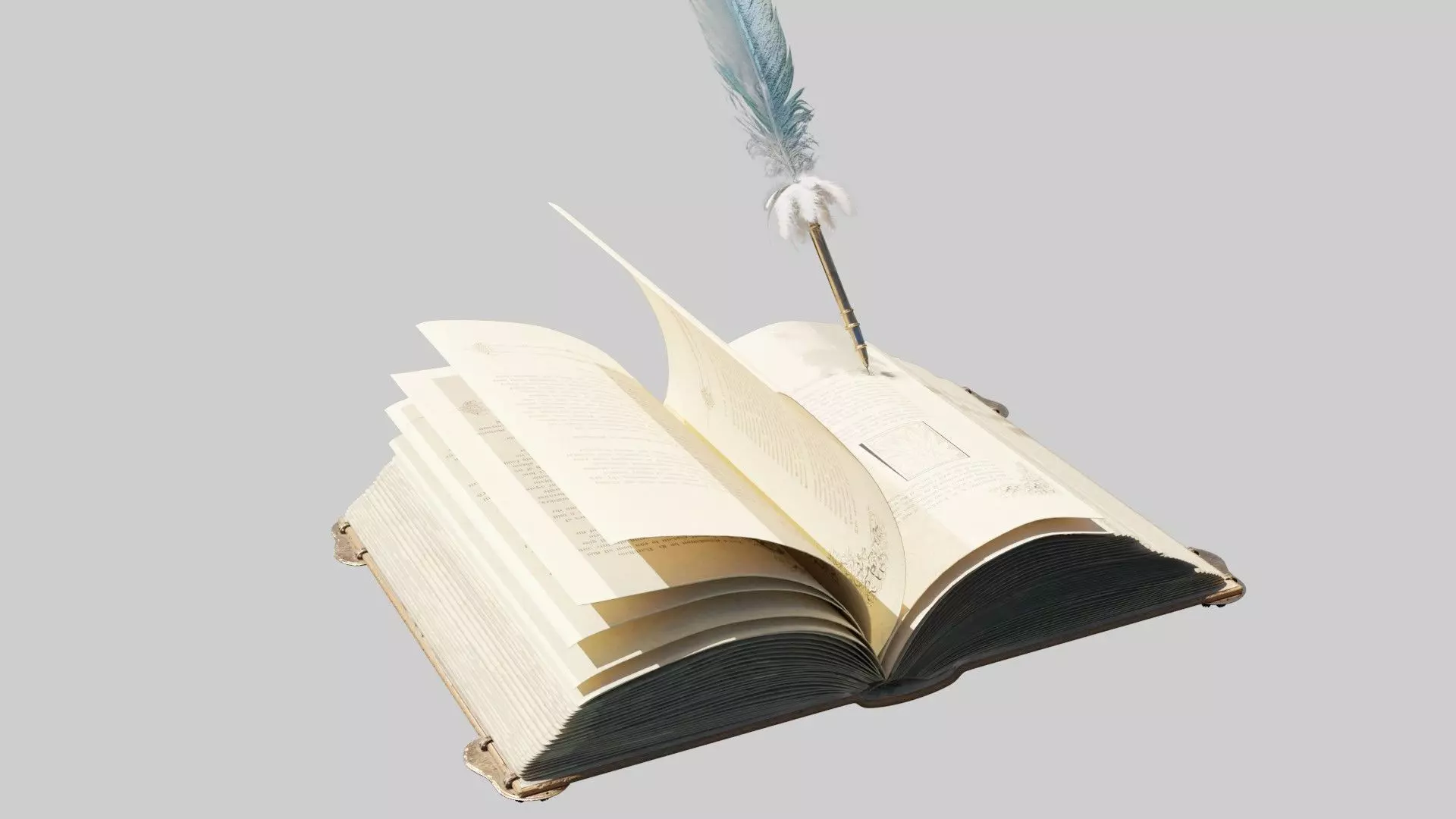old book with quill 8k pbr textures Low-poly 3D model_0