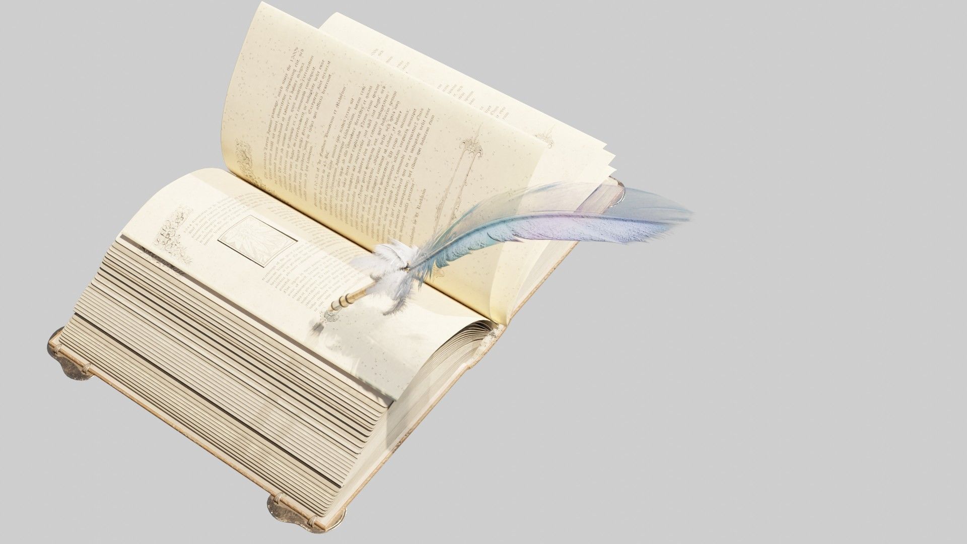 old book with quill 8k pbr textures Low-poly 3D model_5