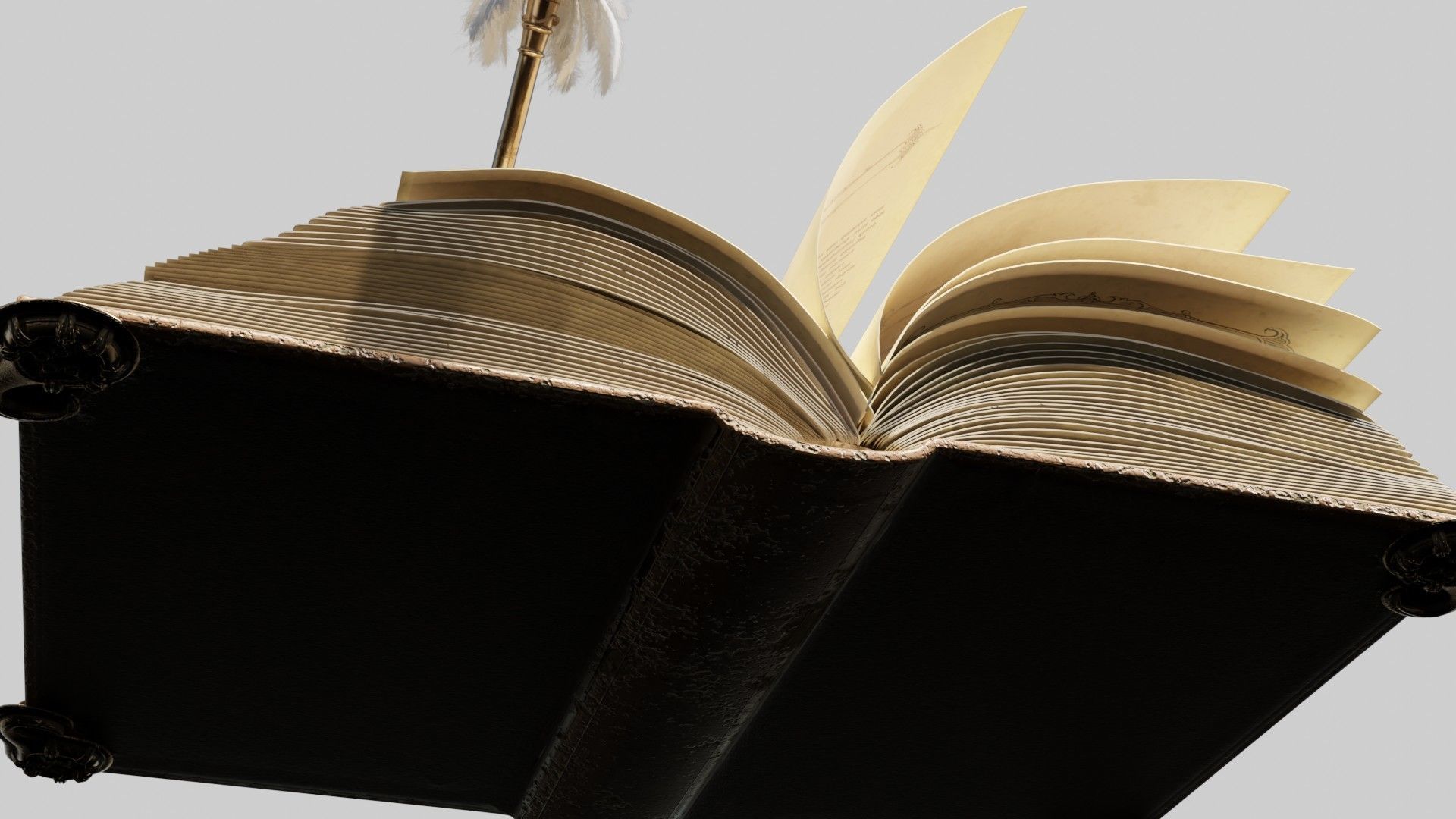 old book with quill 8k pbr textures Low-poly 3D model_7