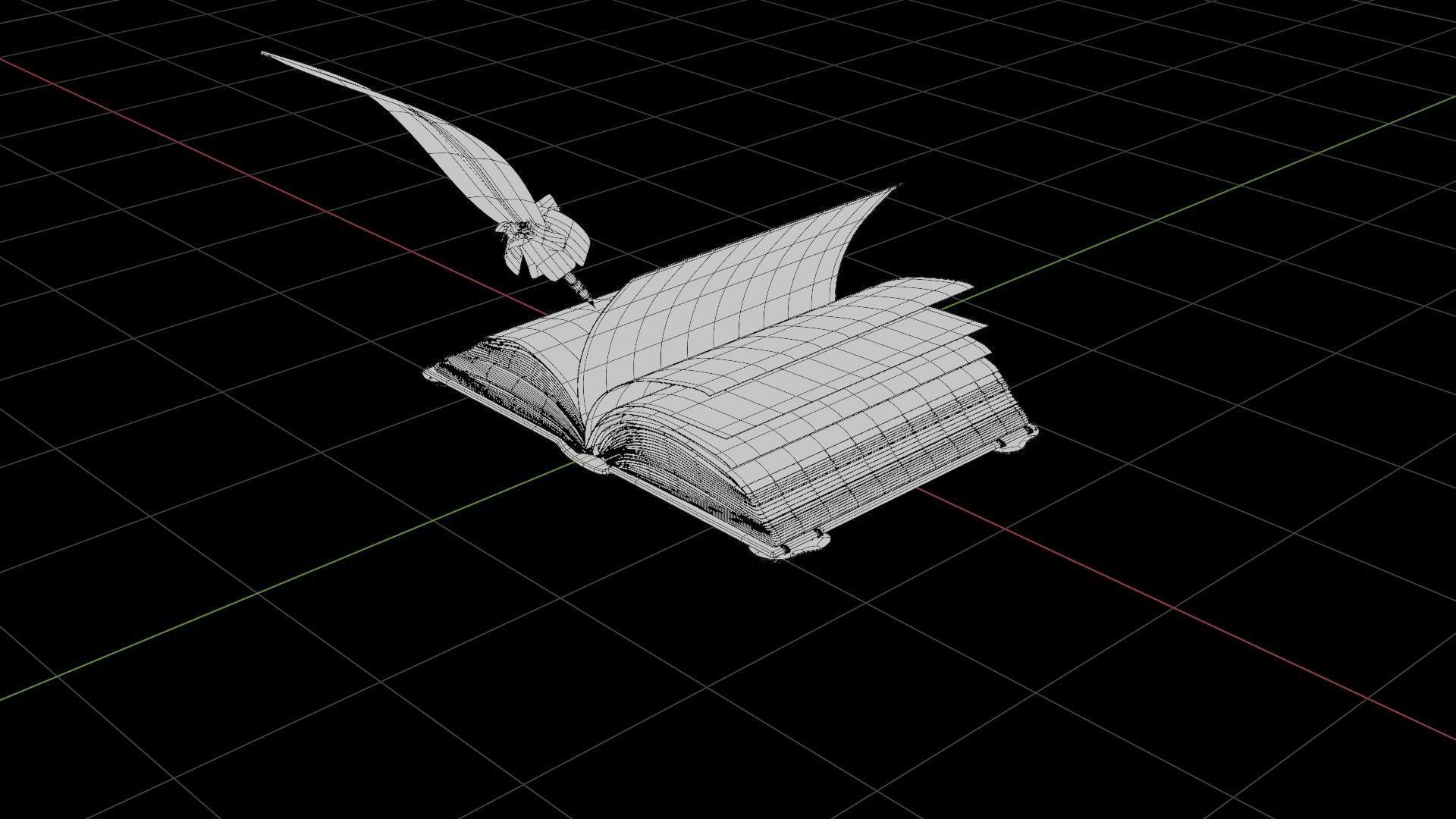 old book with quill 8k pbr textures Low-poly 3D model_8