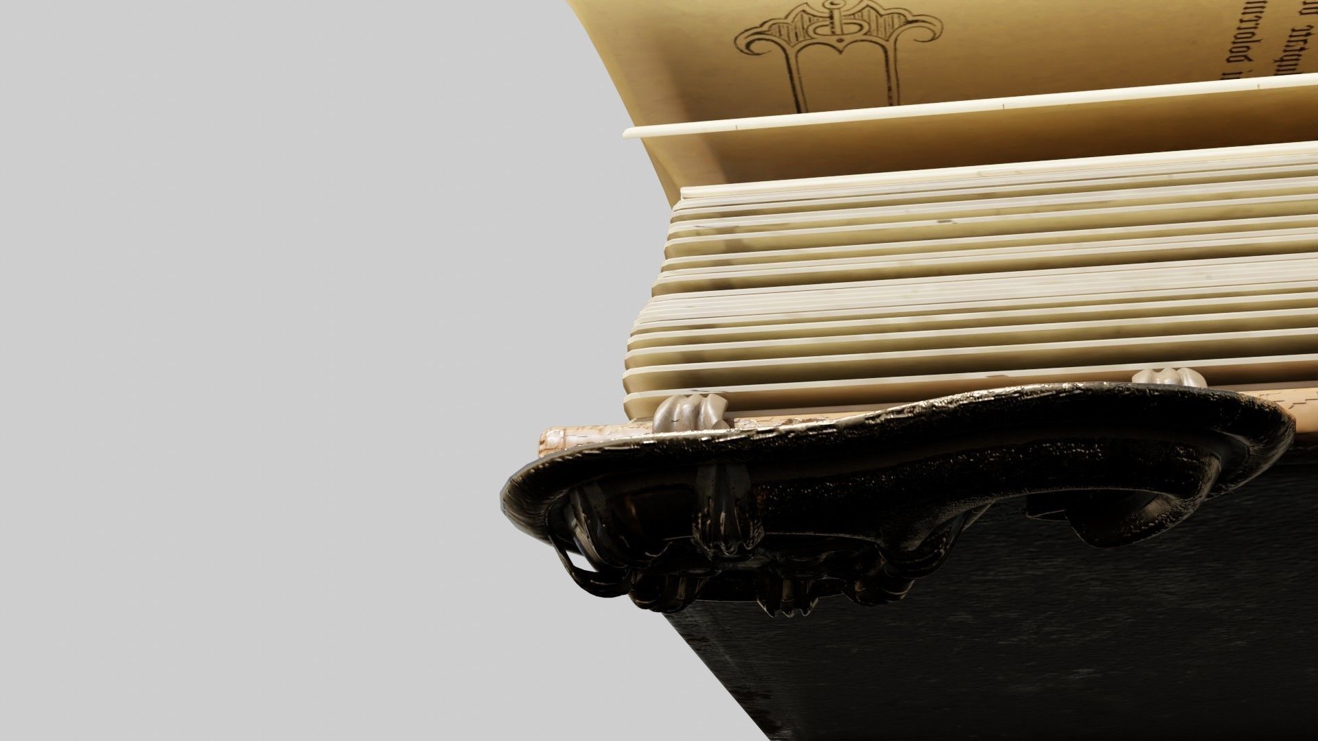 old book with quill 8k pbr textures Low-poly 3D model_16