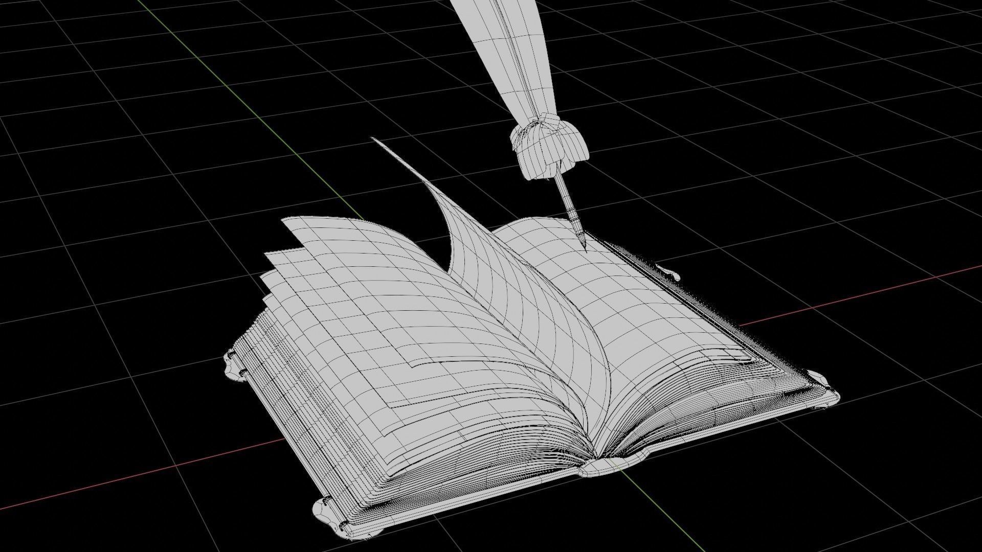 old book with quill 8k pbr textures Low-poly 3D model_9