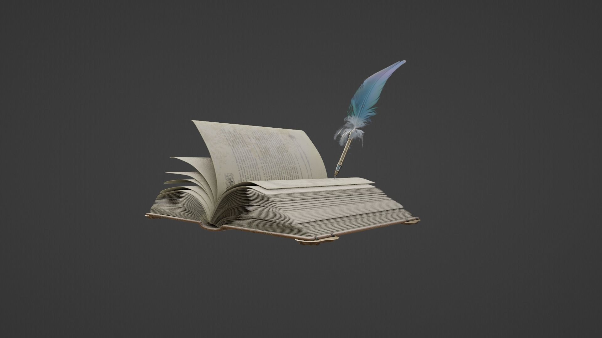 old book with quill 8k pbr textures Low-poly 3D model_4