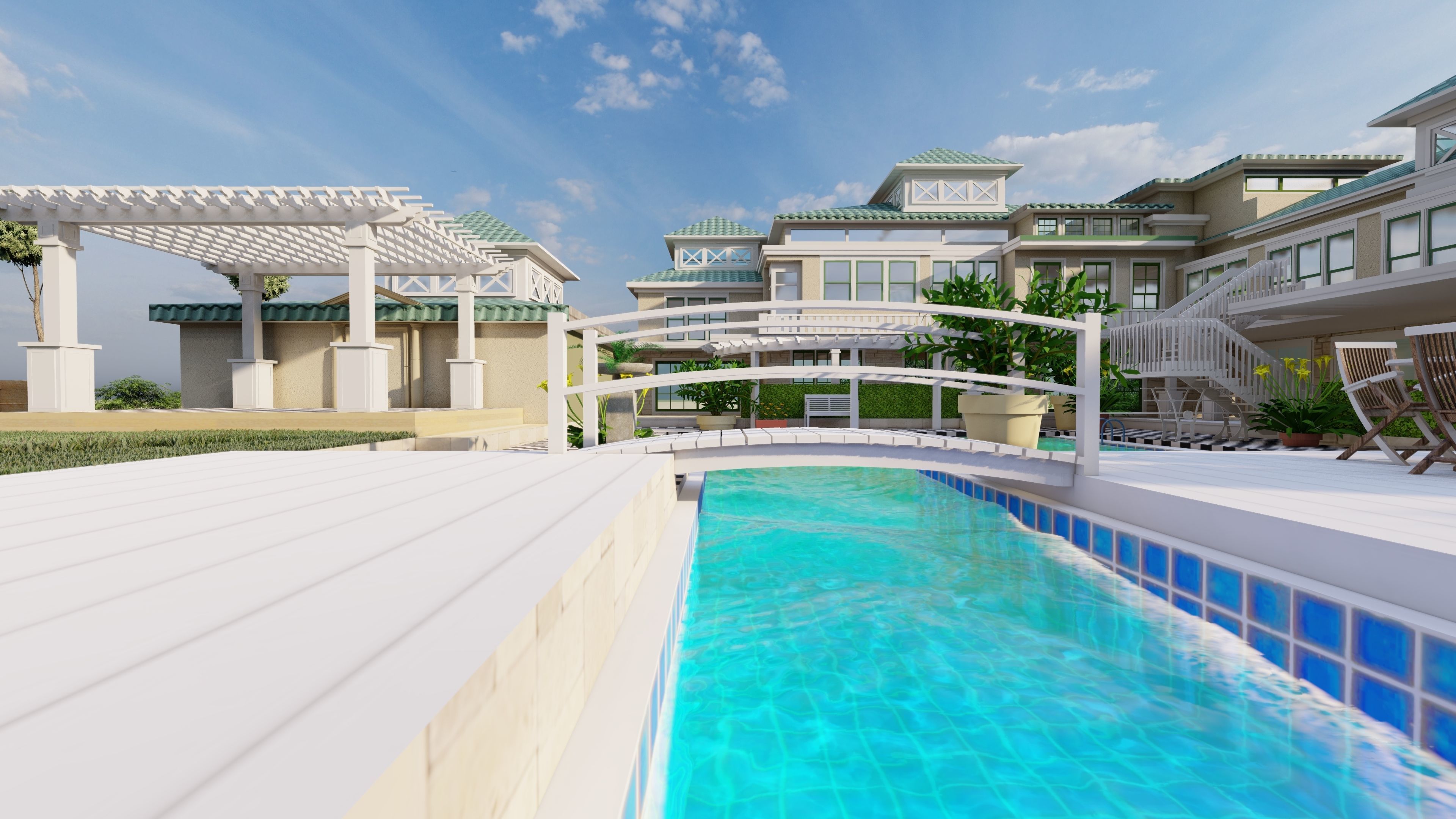 Villa 3D model design  Low-poly 3D model_2