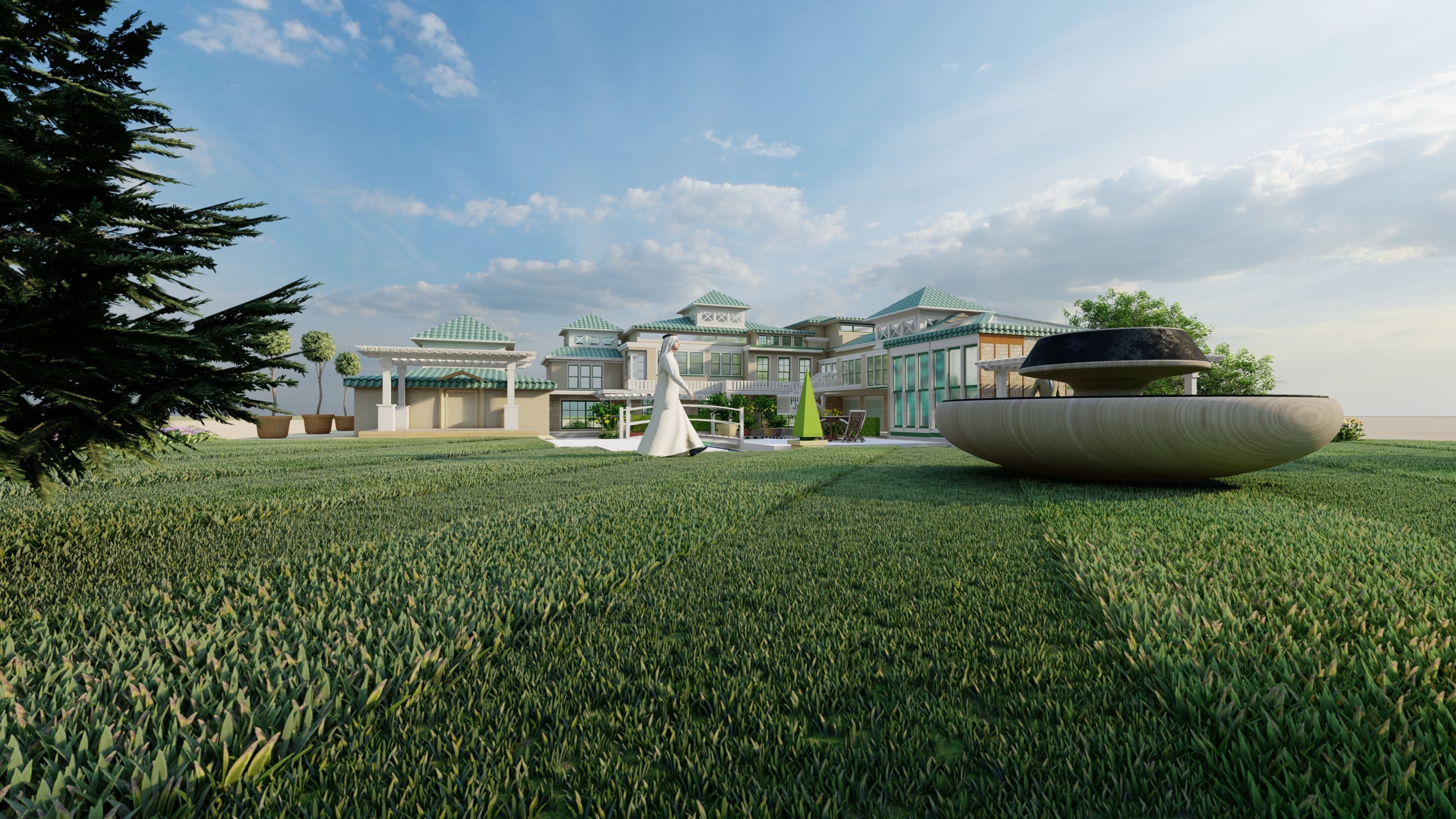 Villa 3D model design  Low-poly 3D model_4