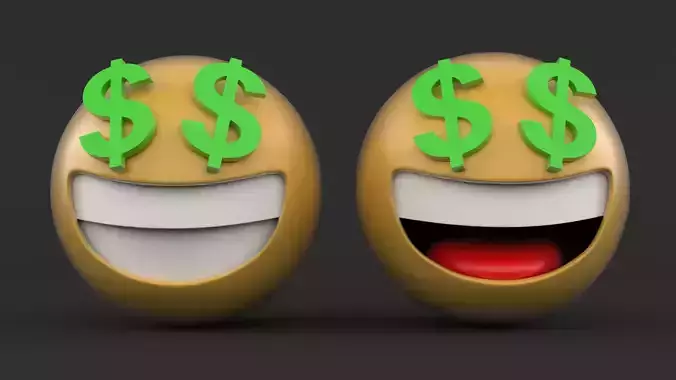 Emoji happy egg with dollar signs