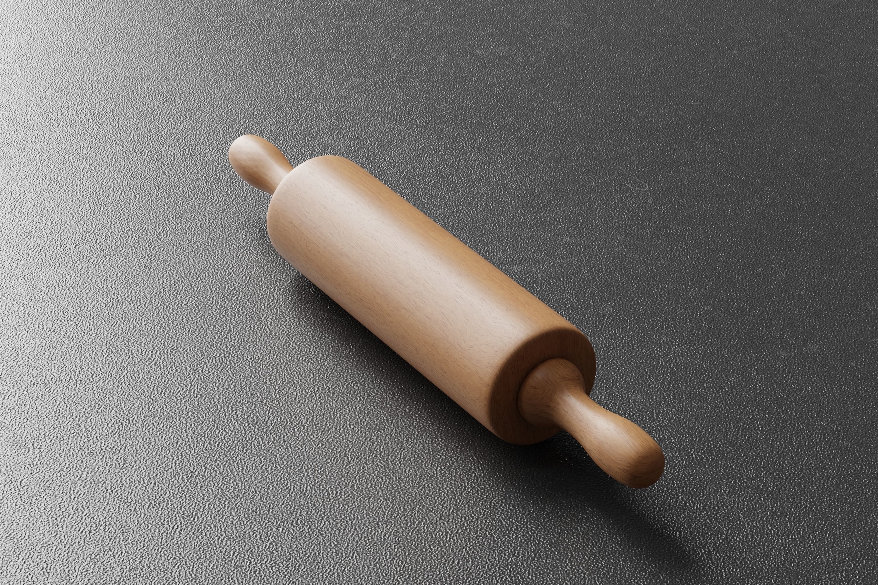 Wooden Rolling Pin Low-poly 3D model_6