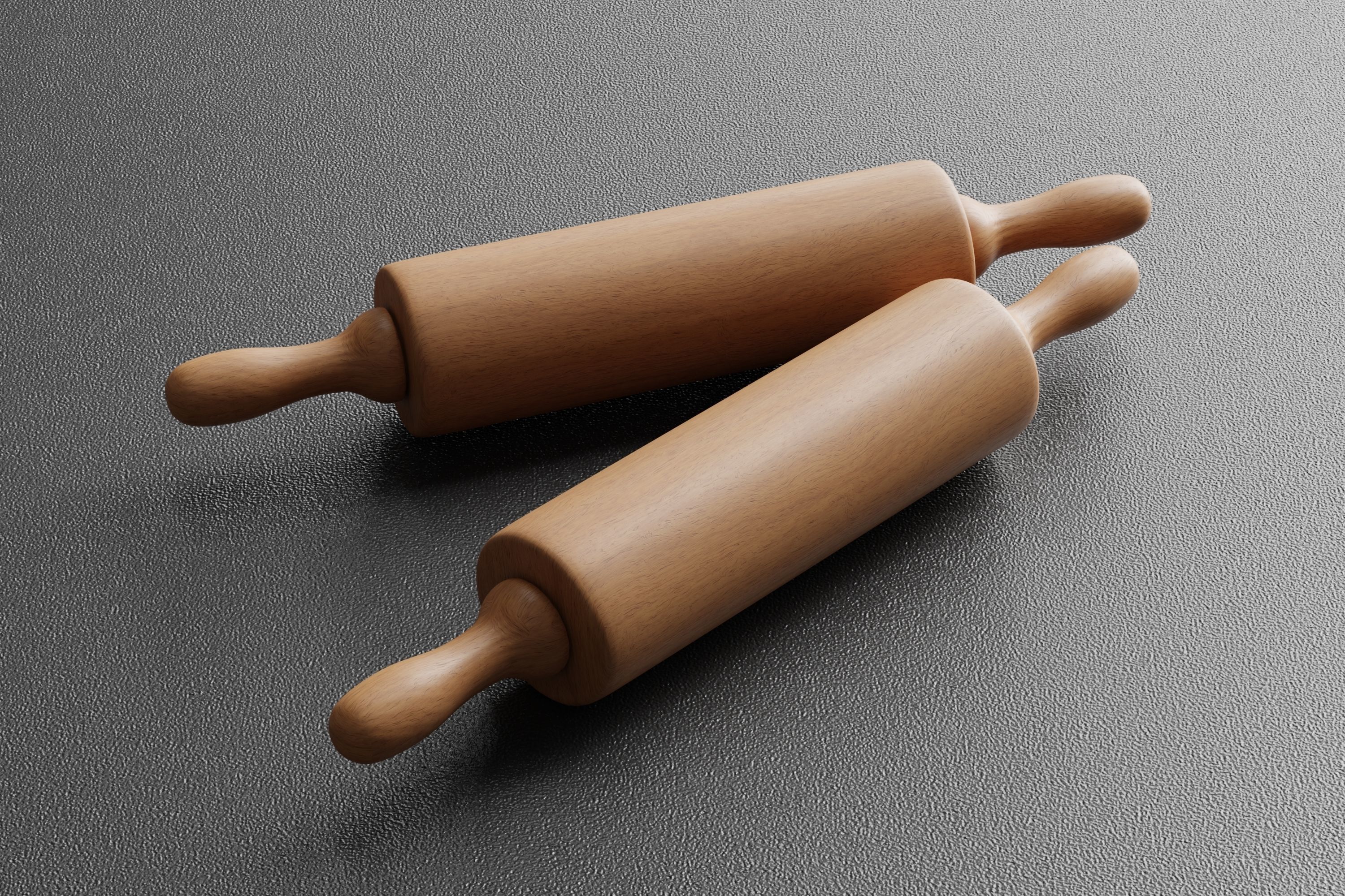 Wooden Rolling Pin Low-poly 3D model_8