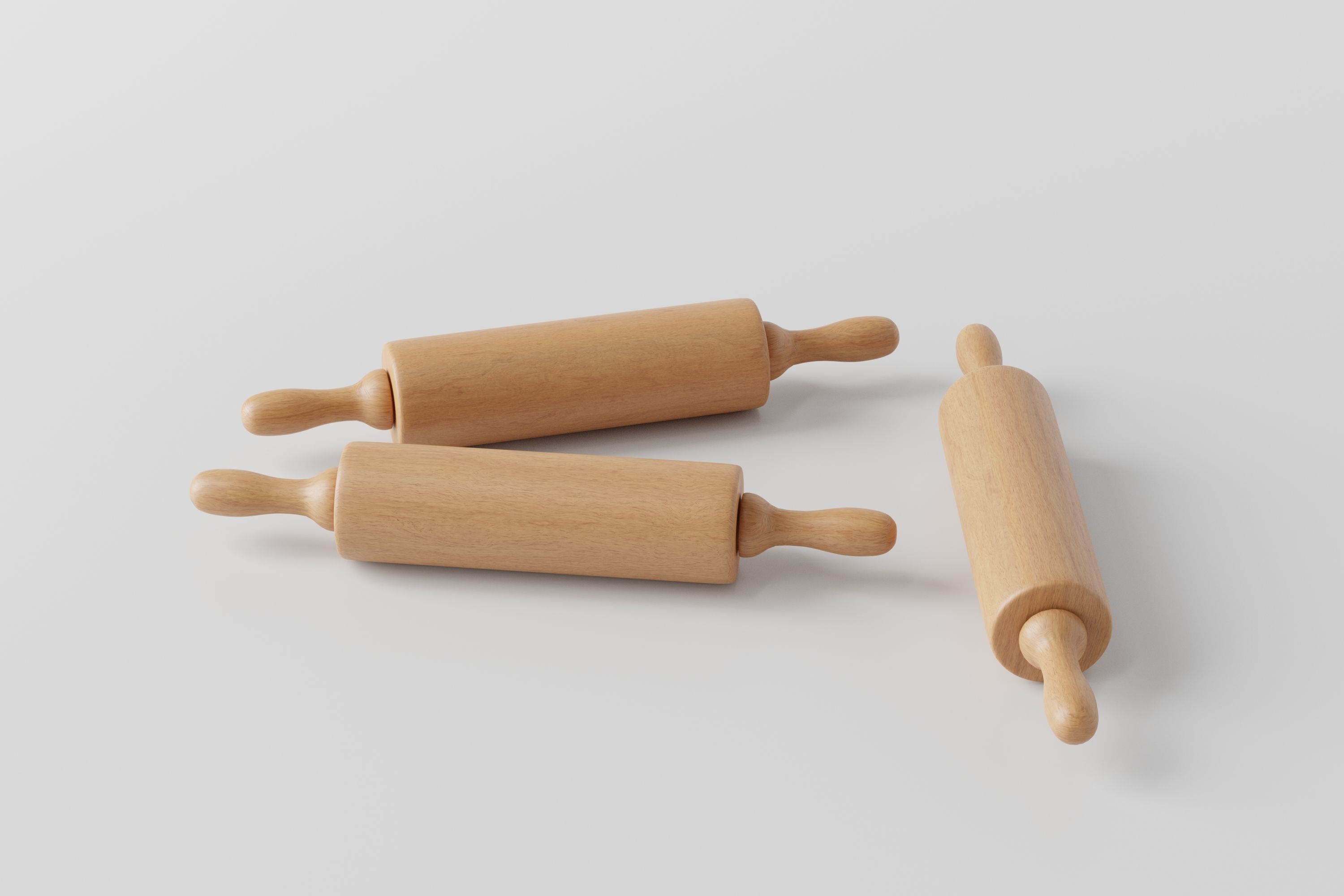 Wooden Rolling Pin Low-poly 3D model_1