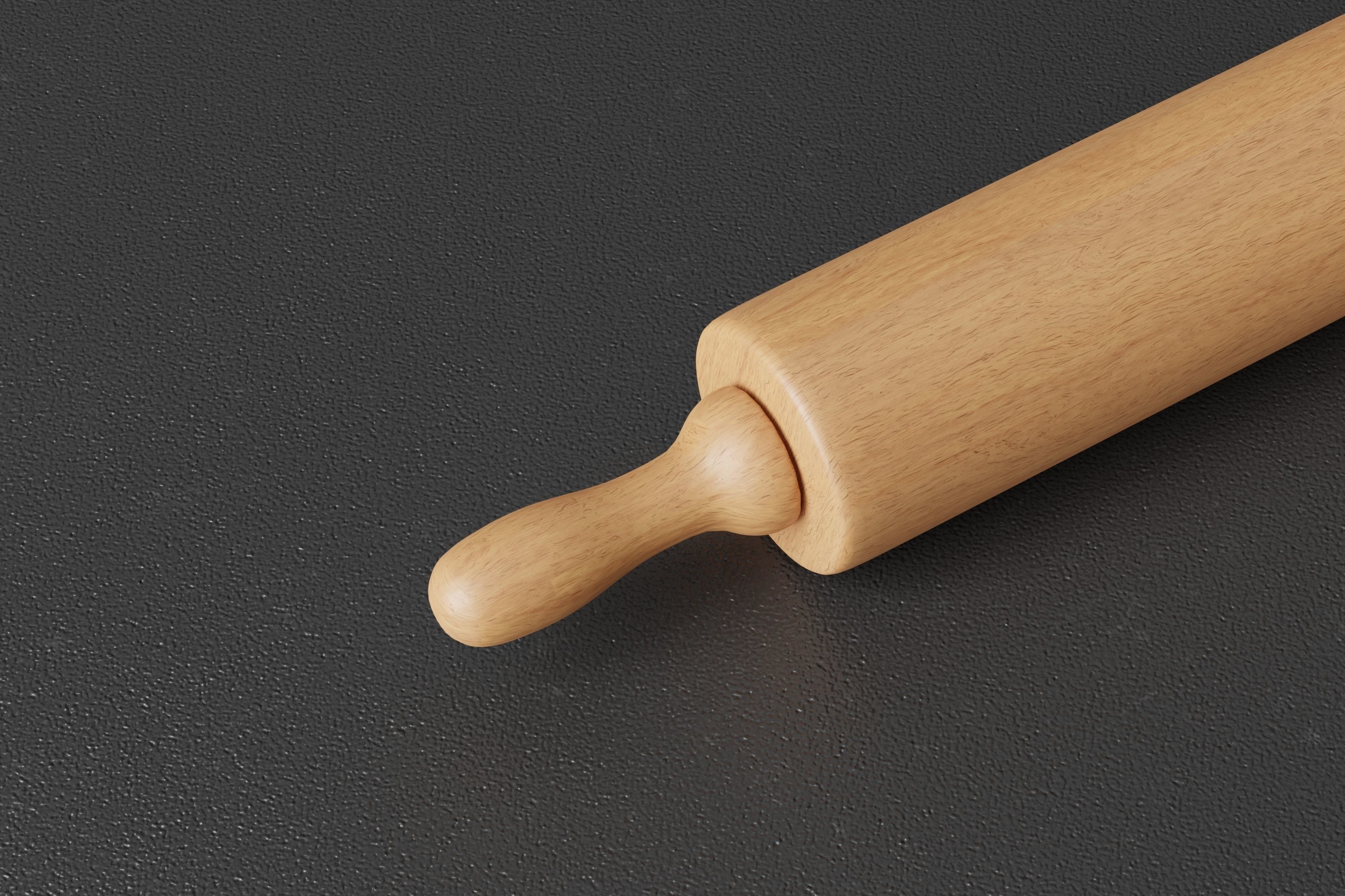 Wooden Rolling Pin Low-poly 3D model_5
