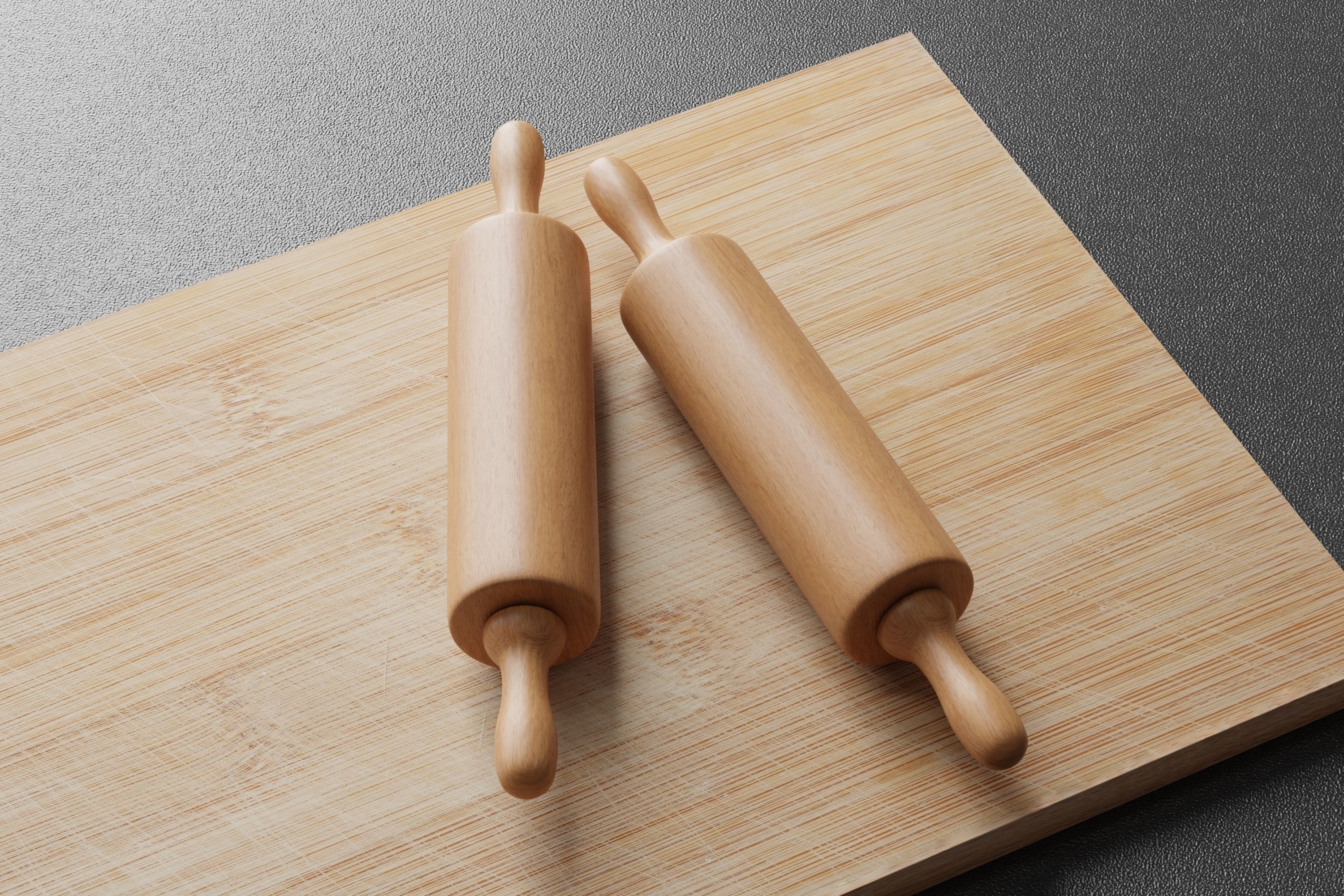 Wooden Rolling Pin Low-poly 3D model_10
