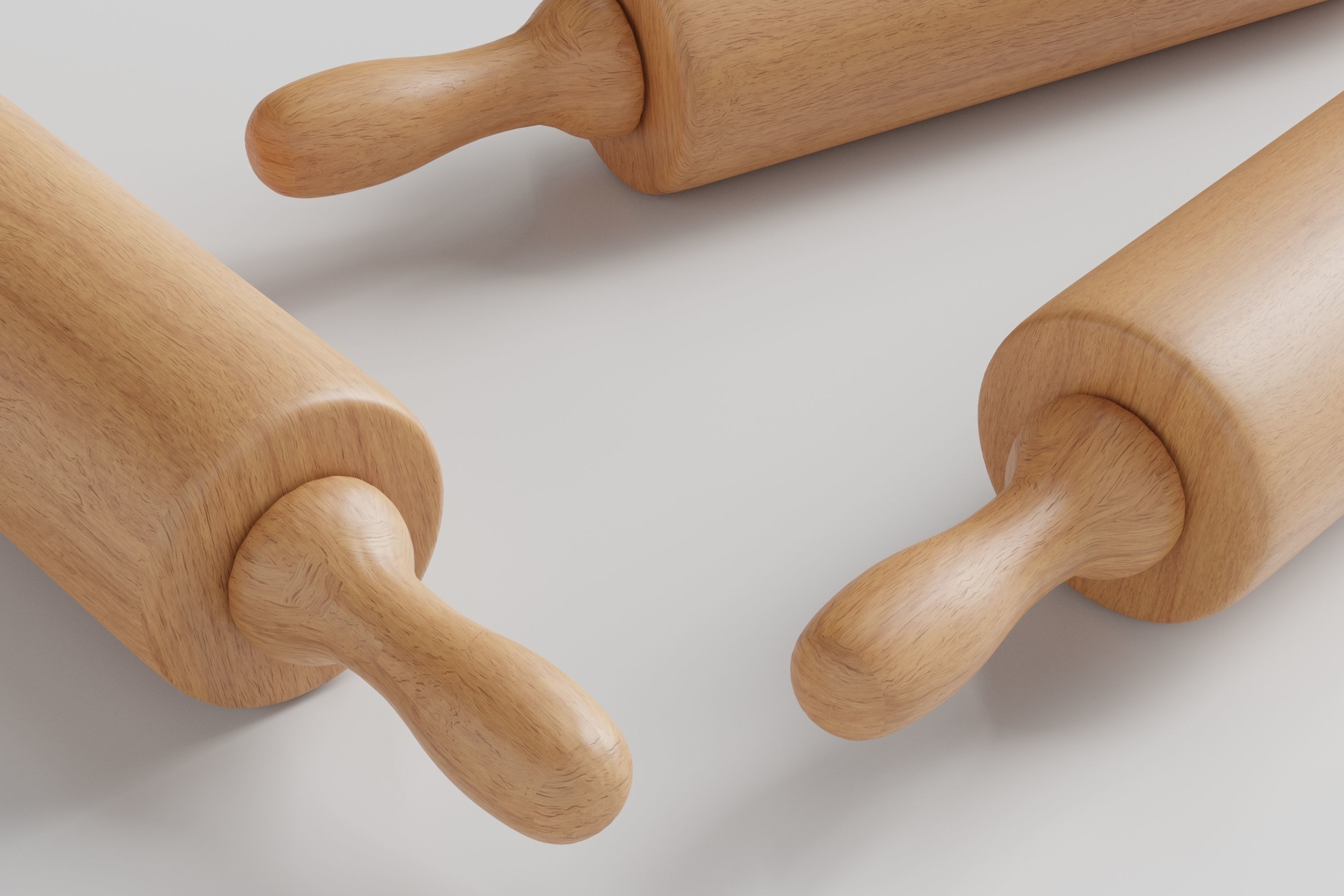 Wooden Rolling Pin Low-poly 3D model_2