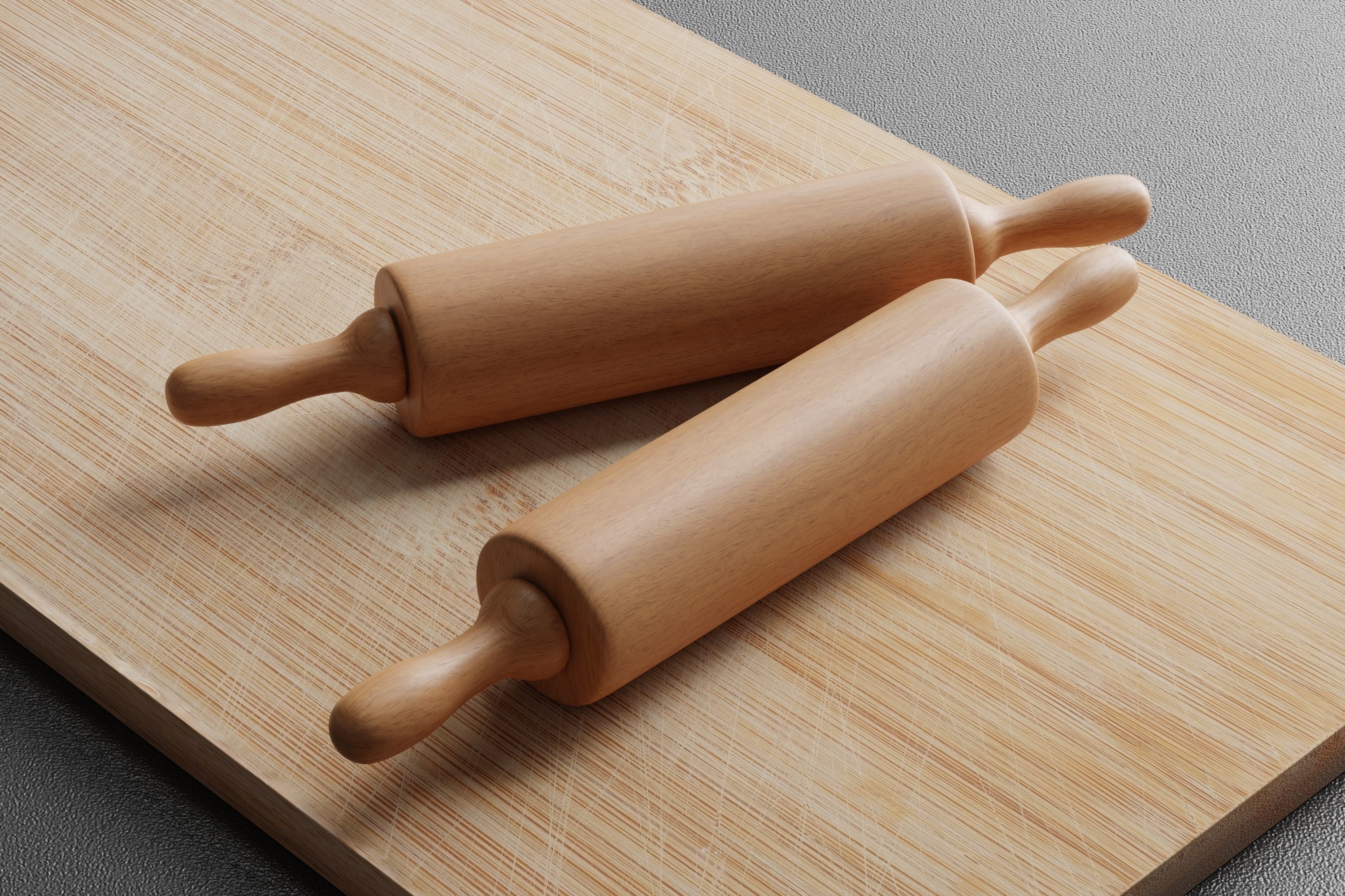Wooden Rolling Pin Low-poly 3D model_9