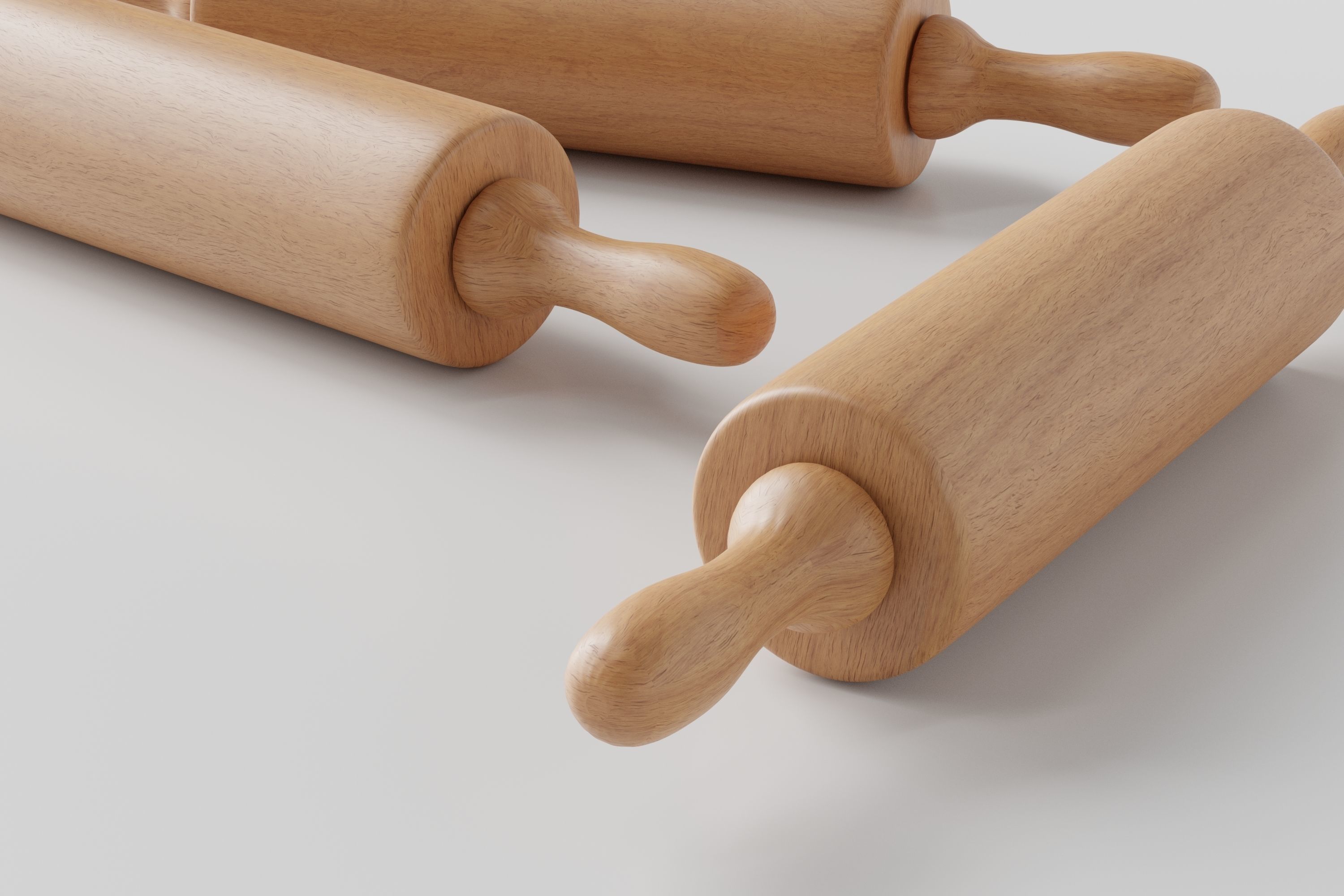 Wooden Rolling Pin Low-poly 3D model_3
