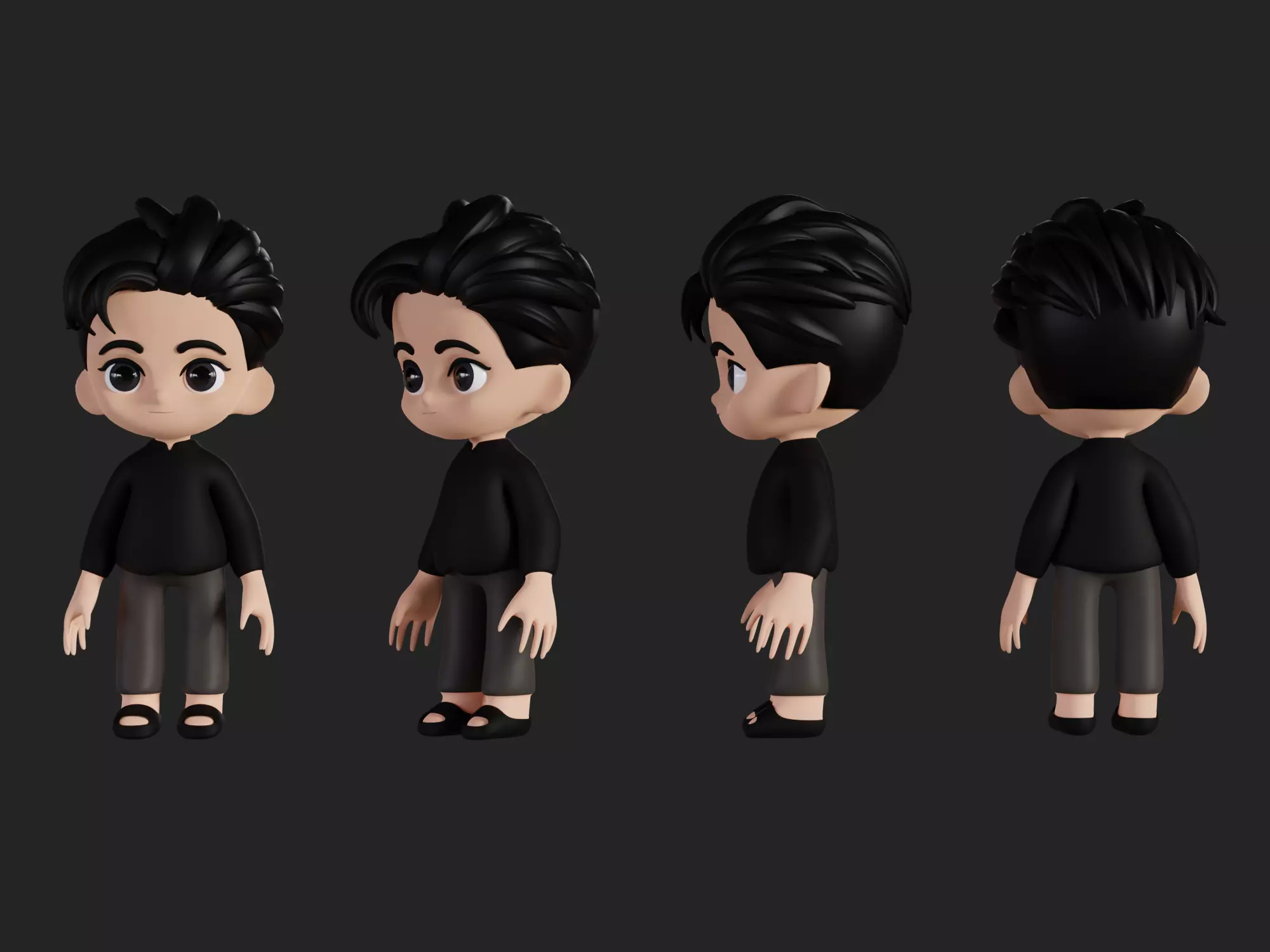 Character cartoon boy 3D model_0