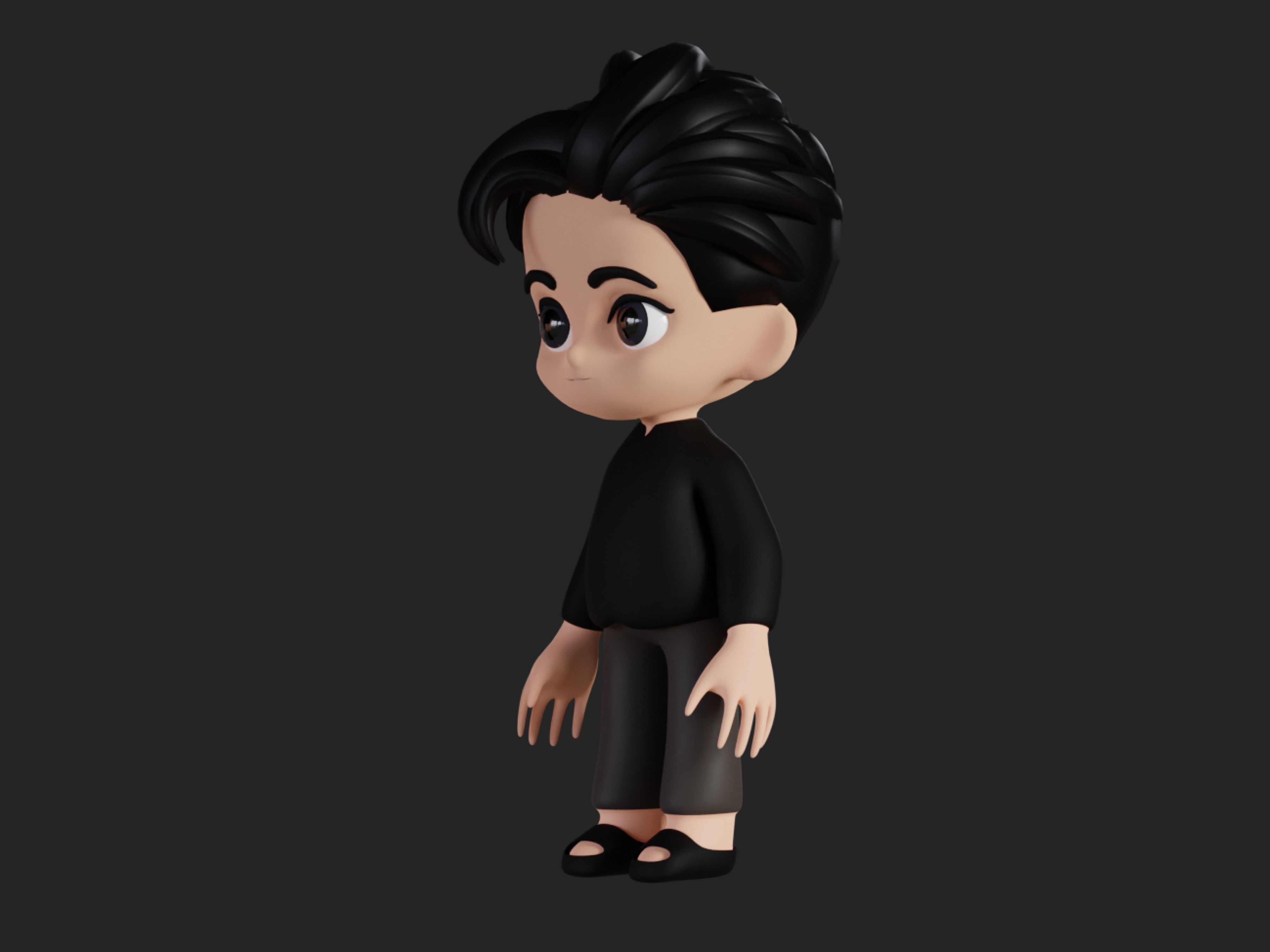 Character cartoon boy 3D model_4