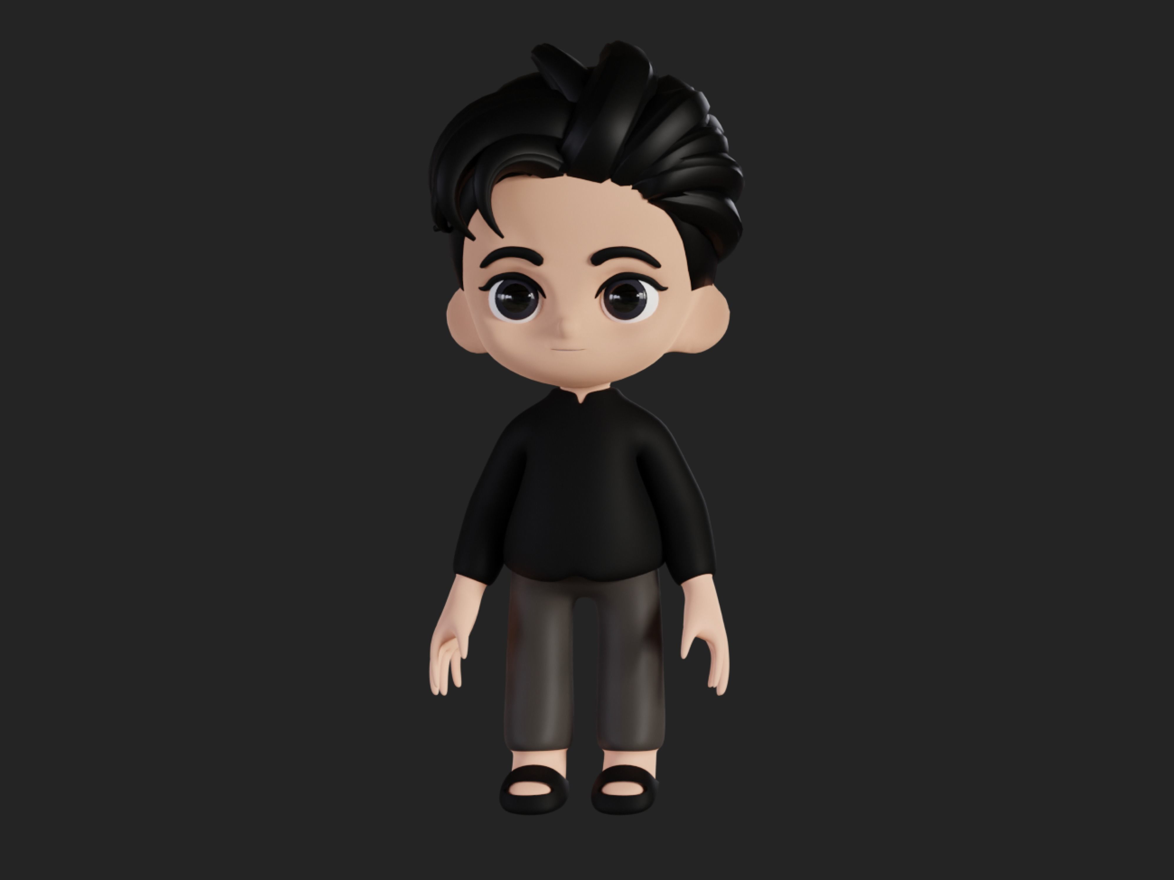 Character cartoon boy 3D model_3
