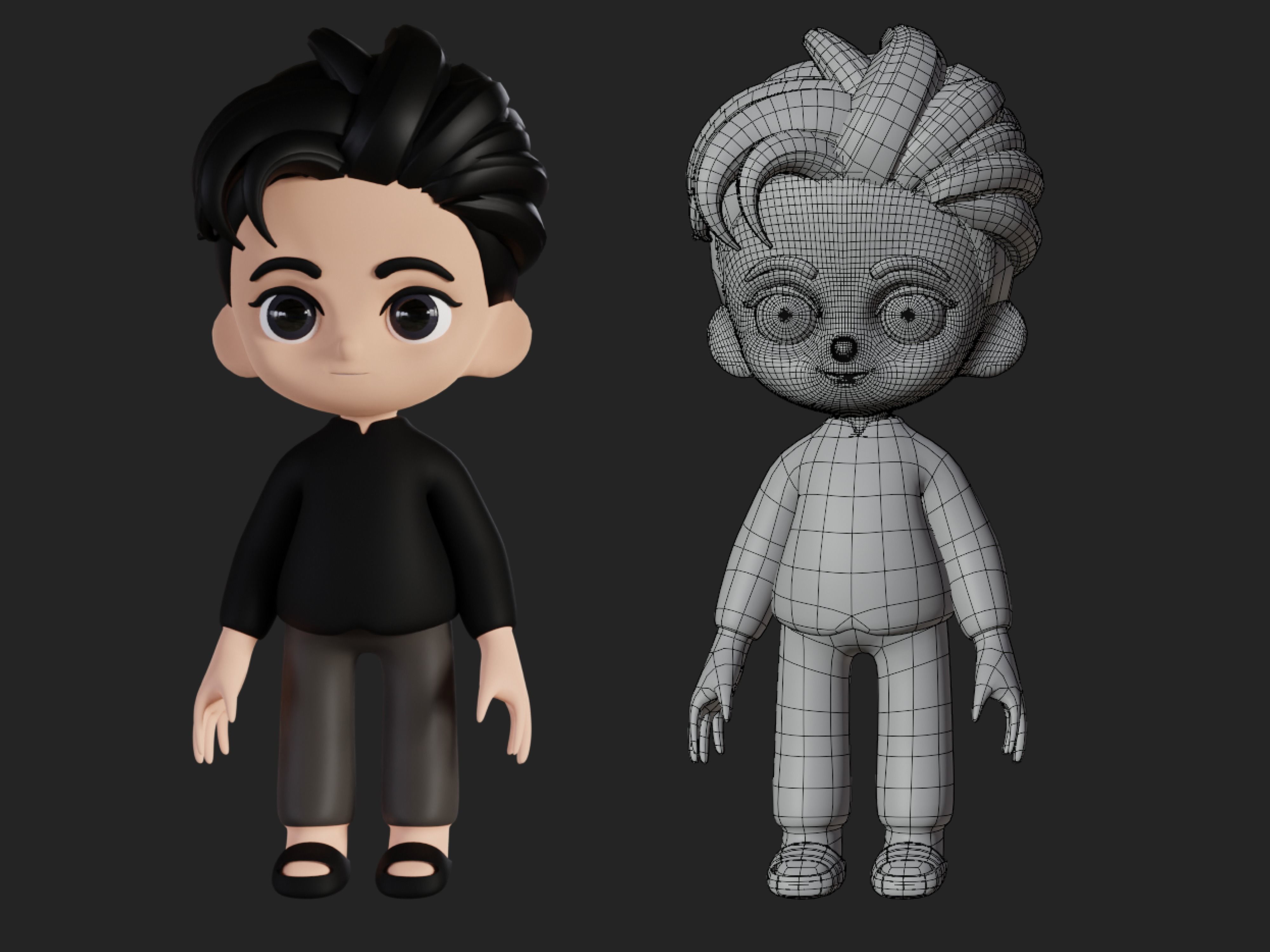 Character cartoon boy 3D model_7