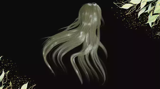 Haircard for gameasset realistic Long Hair Low-poly 3D model
