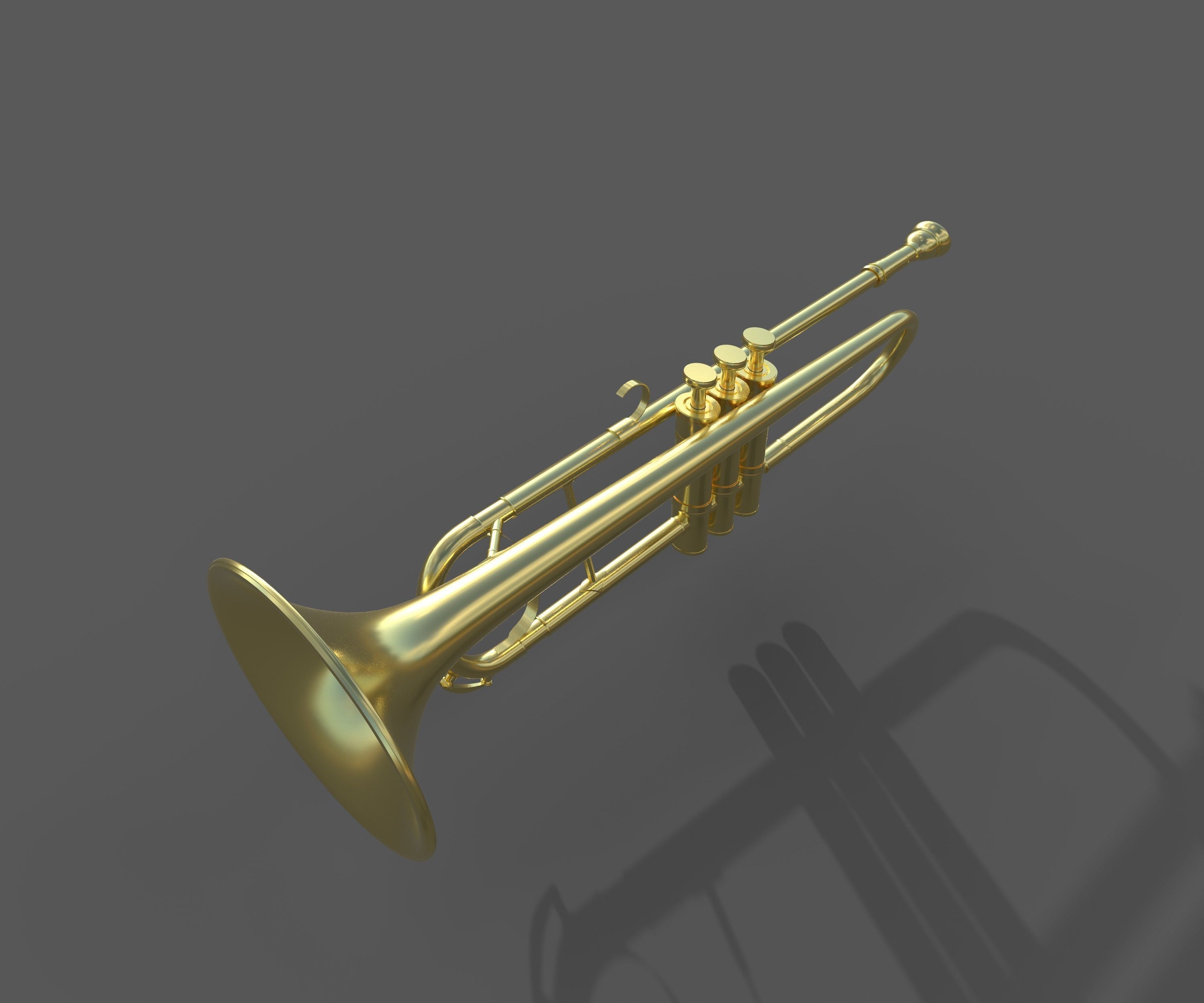 Trumpet gold 3D model_4