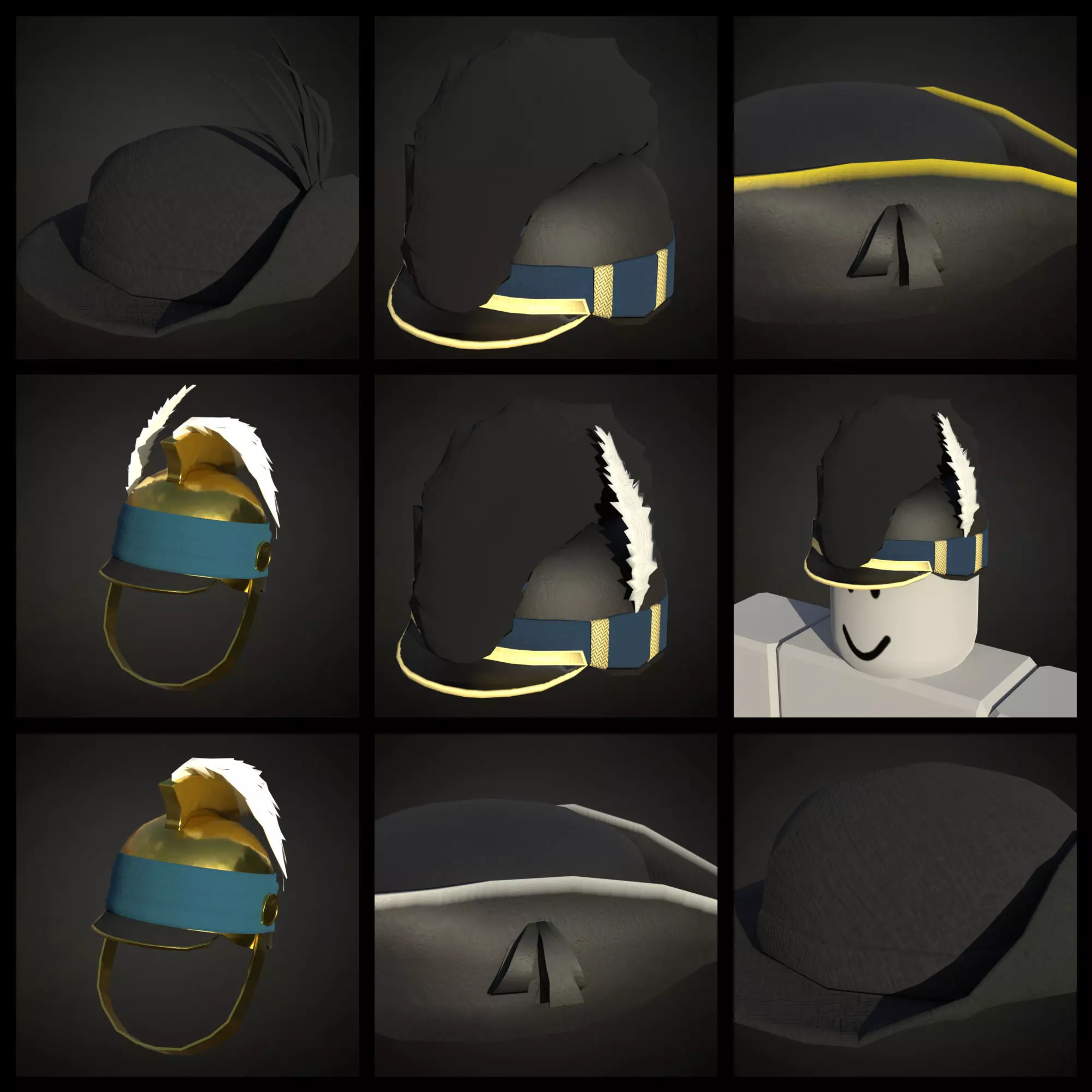 8 American civil war era headwear and helmets works on roblox Low-poly 3D model_0