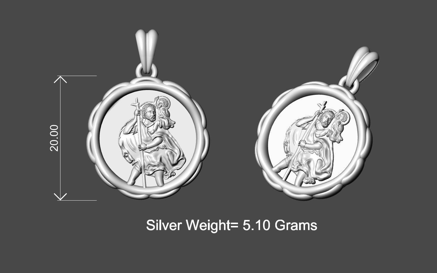St Christopher Pendant Design 3D print model_2