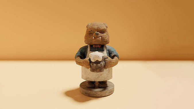 statue of a bulldog holding a beer mug Low-poly 3D model