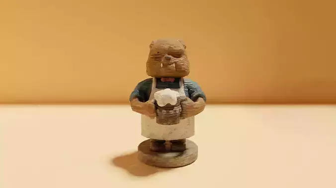 statue of a bulldog holding a beer mug