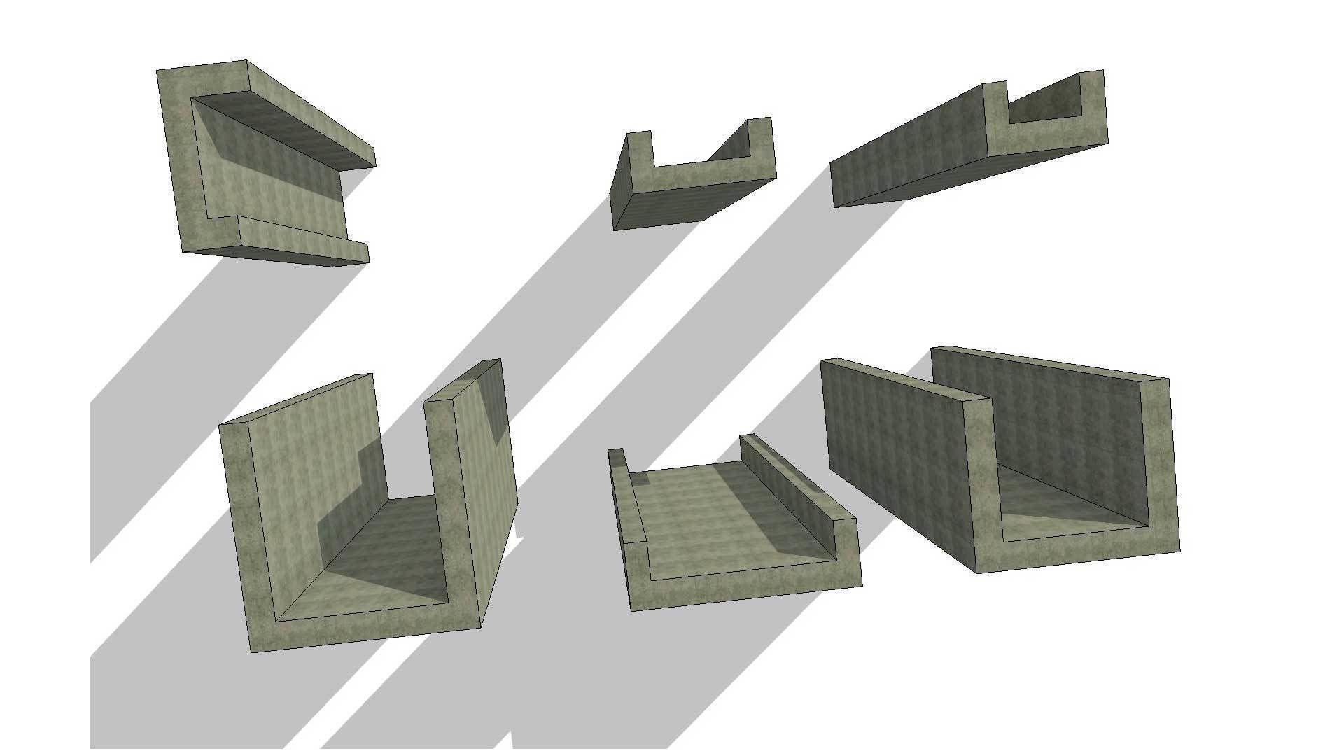 C Shaped Shear Wall Column 3D model_1