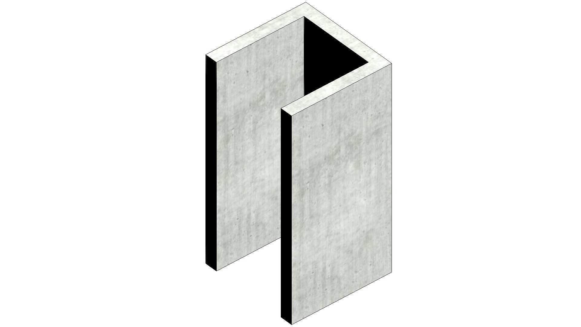 C Shaped Shear Wall Column 3D model_4