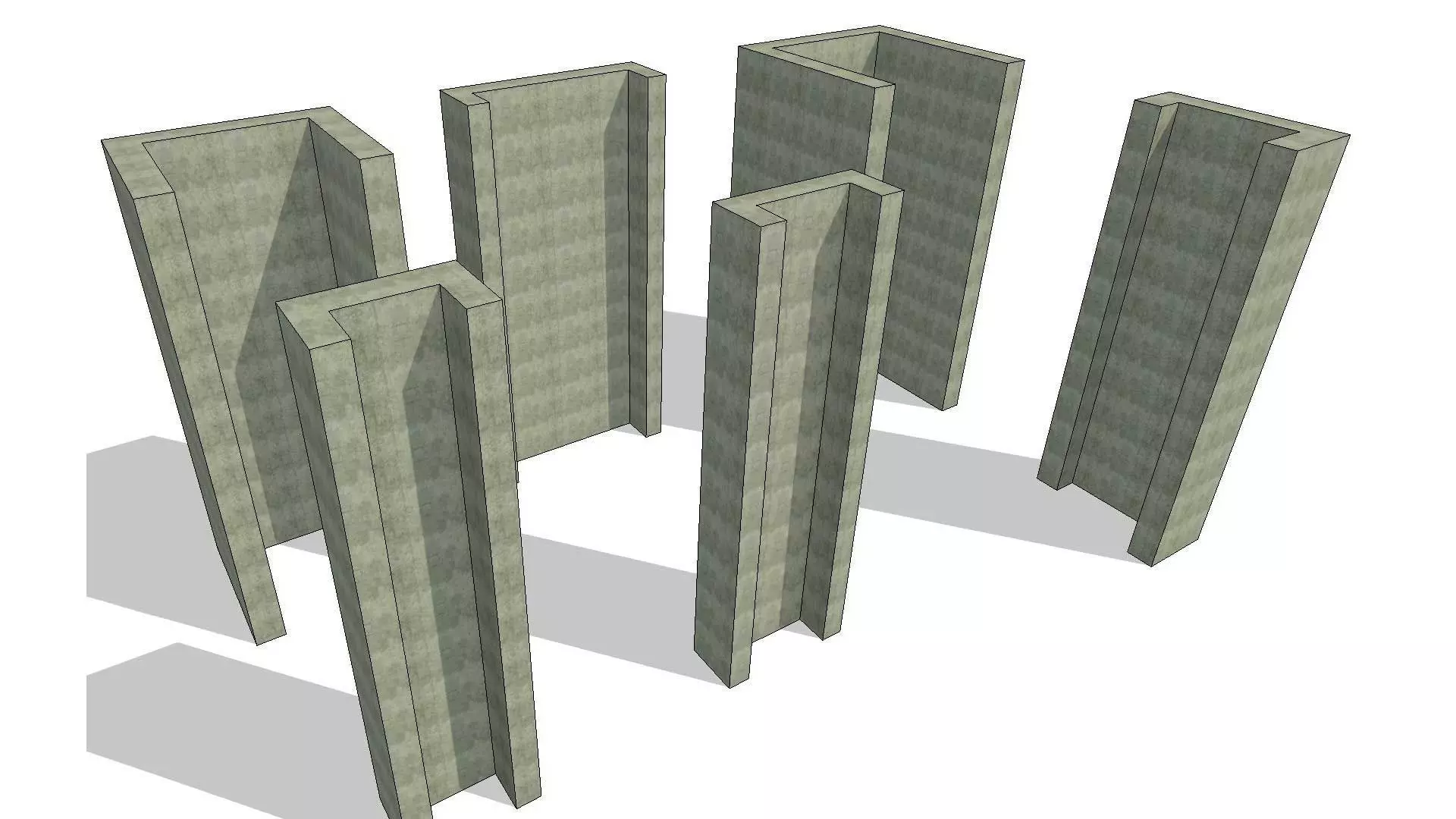 C Shaped Shear Wall Column 3D model_0