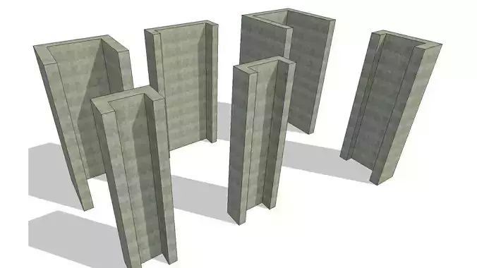 C Shaped Shear Wall Column 3D model C Shaped Shear Wall Column 3D model