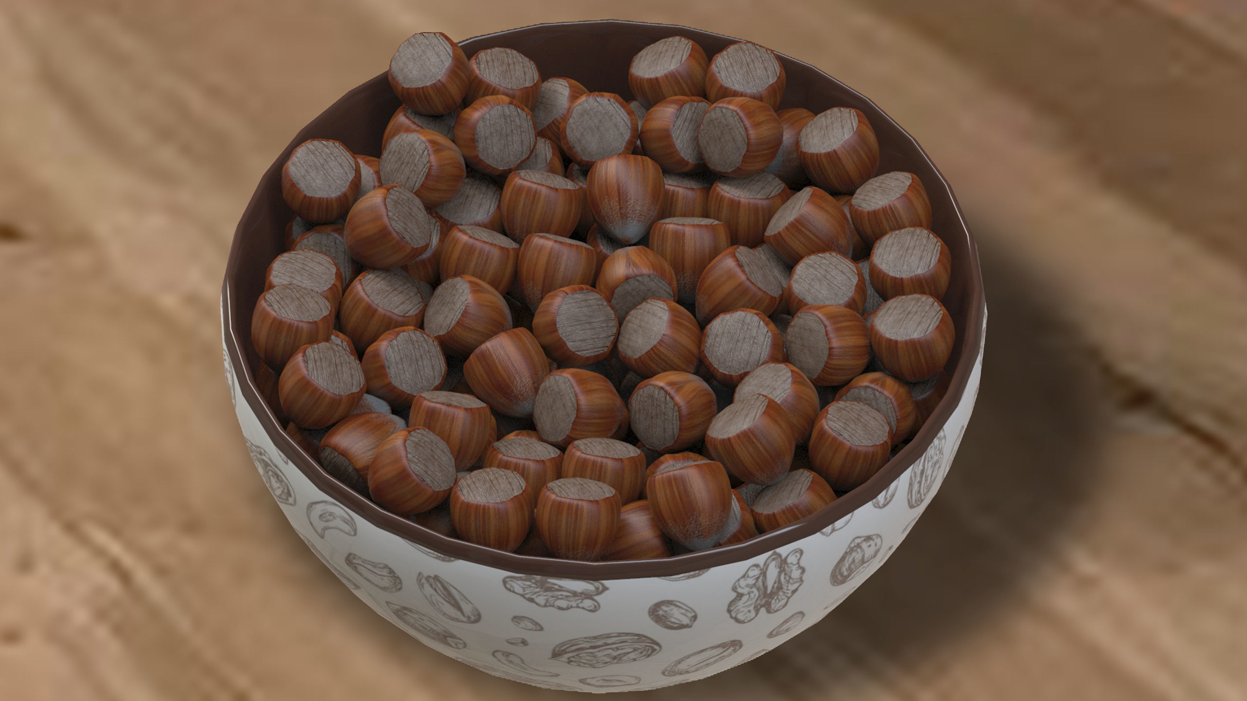 Hazelnut chocolate nuts in bowl 3D model_2