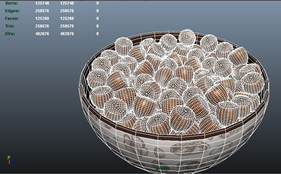 Hazelnut chocolate nuts in bowl 3D model_4