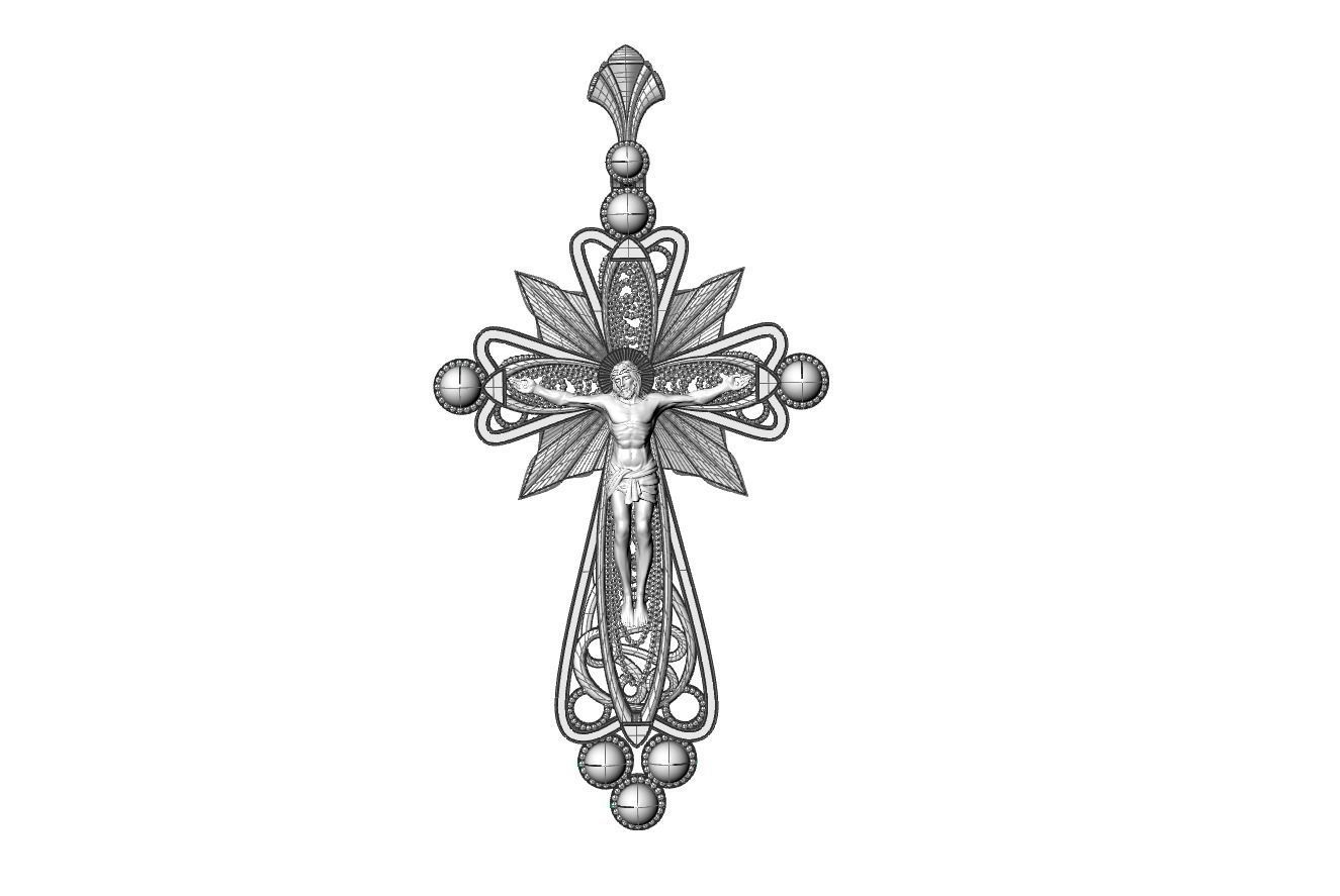 Orthodox cross with the image of Jesus cnc model or  3D print model_10
