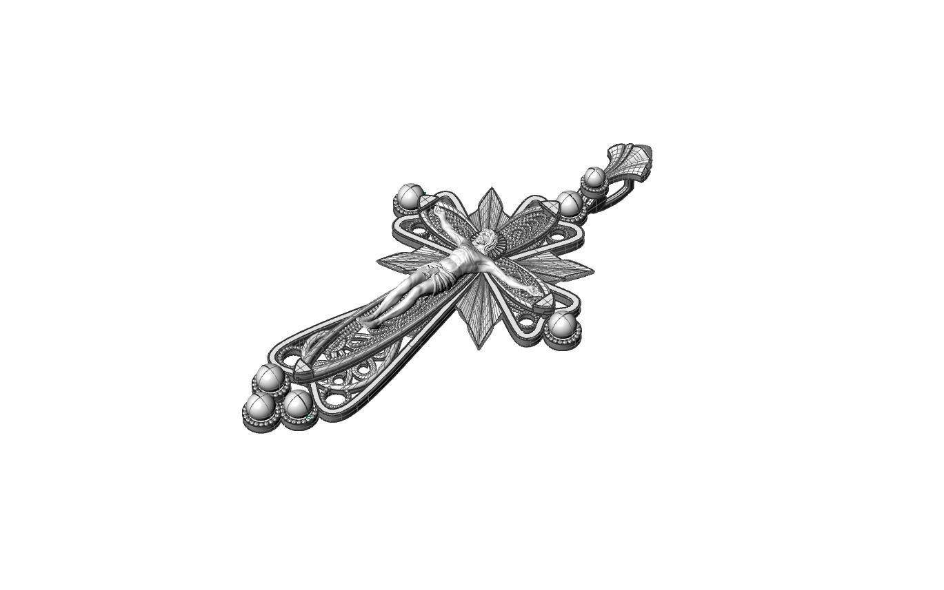Orthodox cross with the image of Jesus cnc model or  3D print model_11